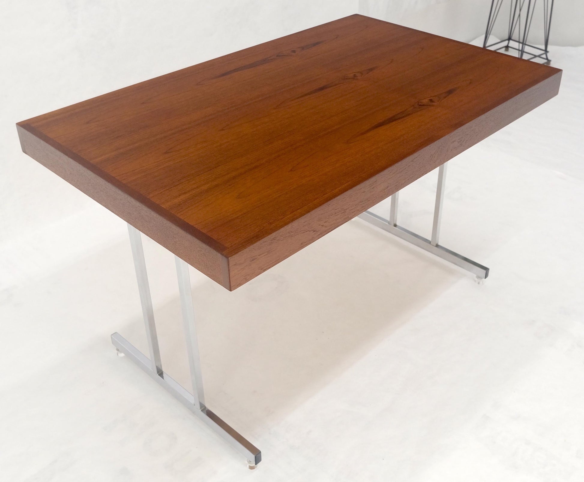 EstablishedLines Danish Mid Century Modern Teak Top Chrome Legs Folding Desk Mint