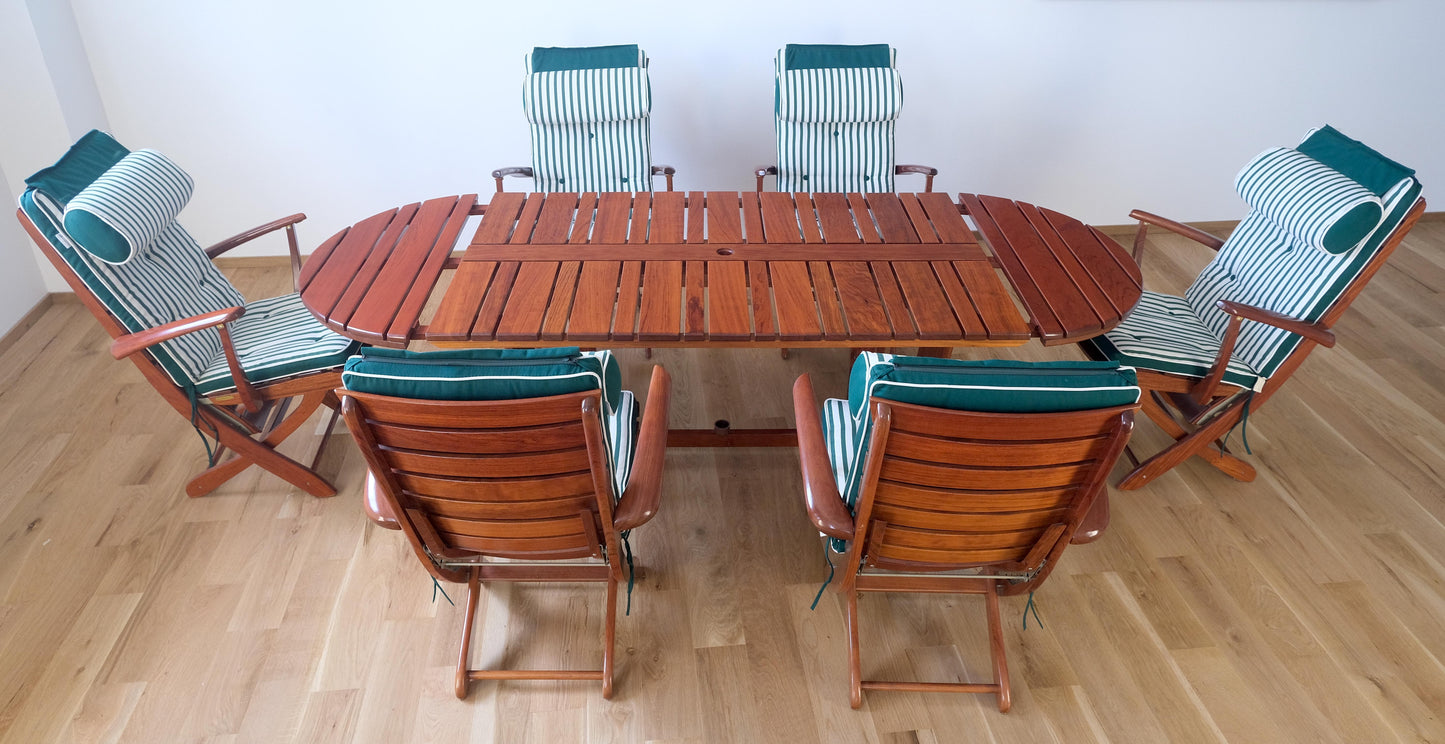 EstablishedLines Tricomfort Madein France SOLID Rosewood Adjustable Chairs Folding Table Outdoor