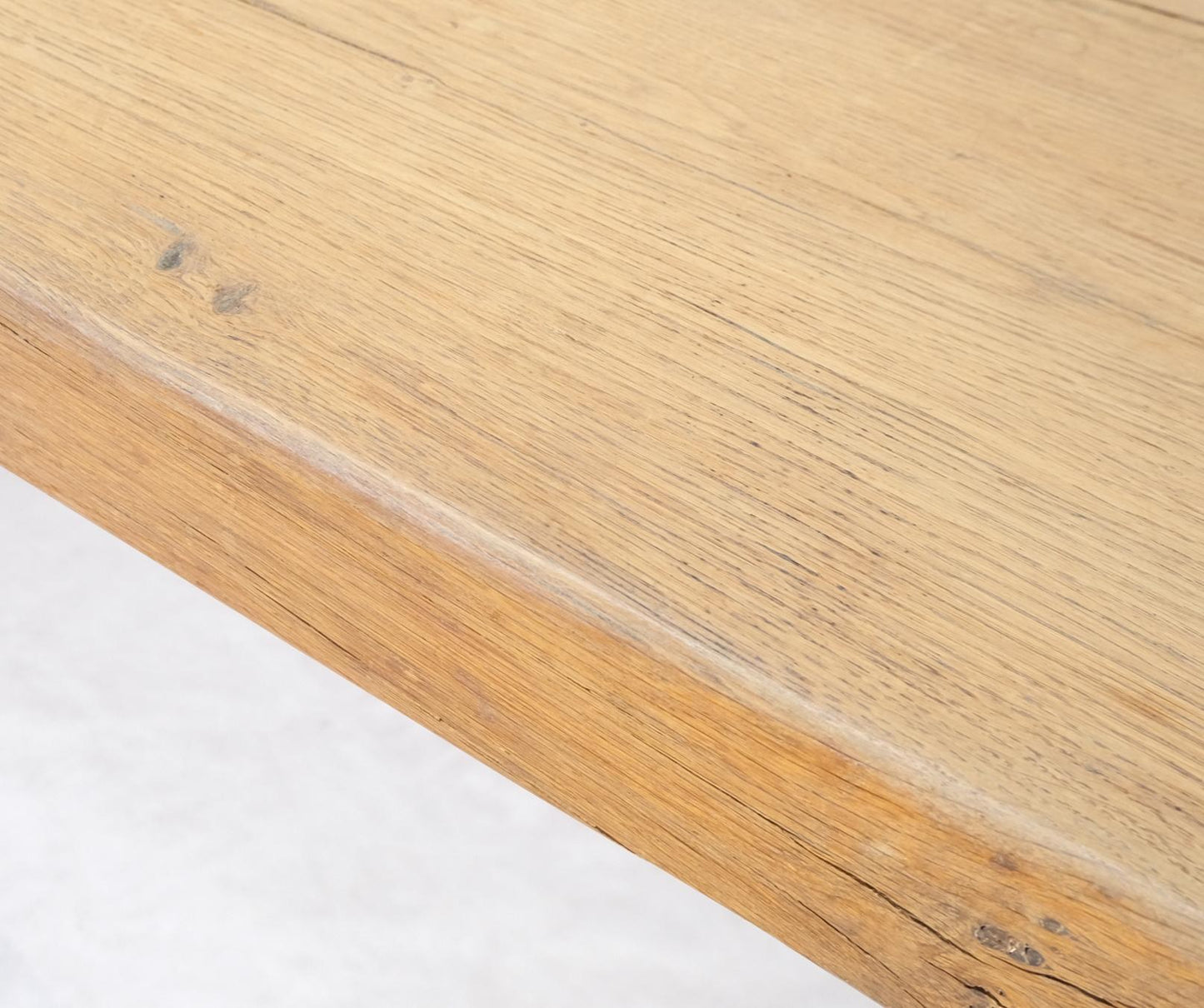 EstablishedLines Large Antique Solid Oak Slab Top Trestle Farm Dining Conference Table