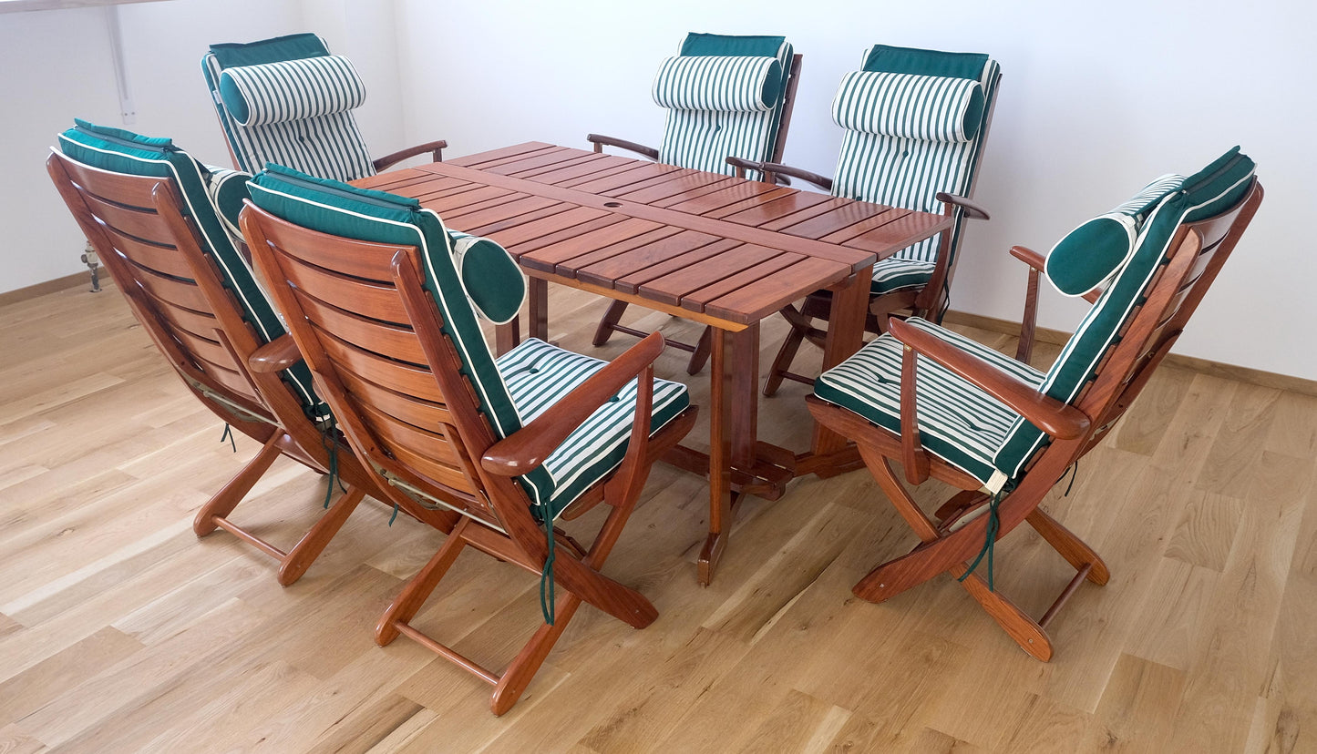 EstablishedLines Tricomfort Madein France SOLID Rosewood Adjustable Chairs Folding Table Outdoor