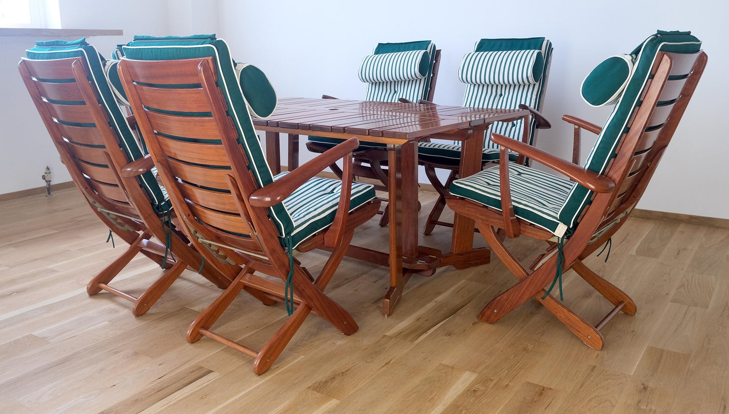 EstablishedLines Tricomfort Madein France SOLID Rosewood Adjustable Chairs Folding Table Outdoor