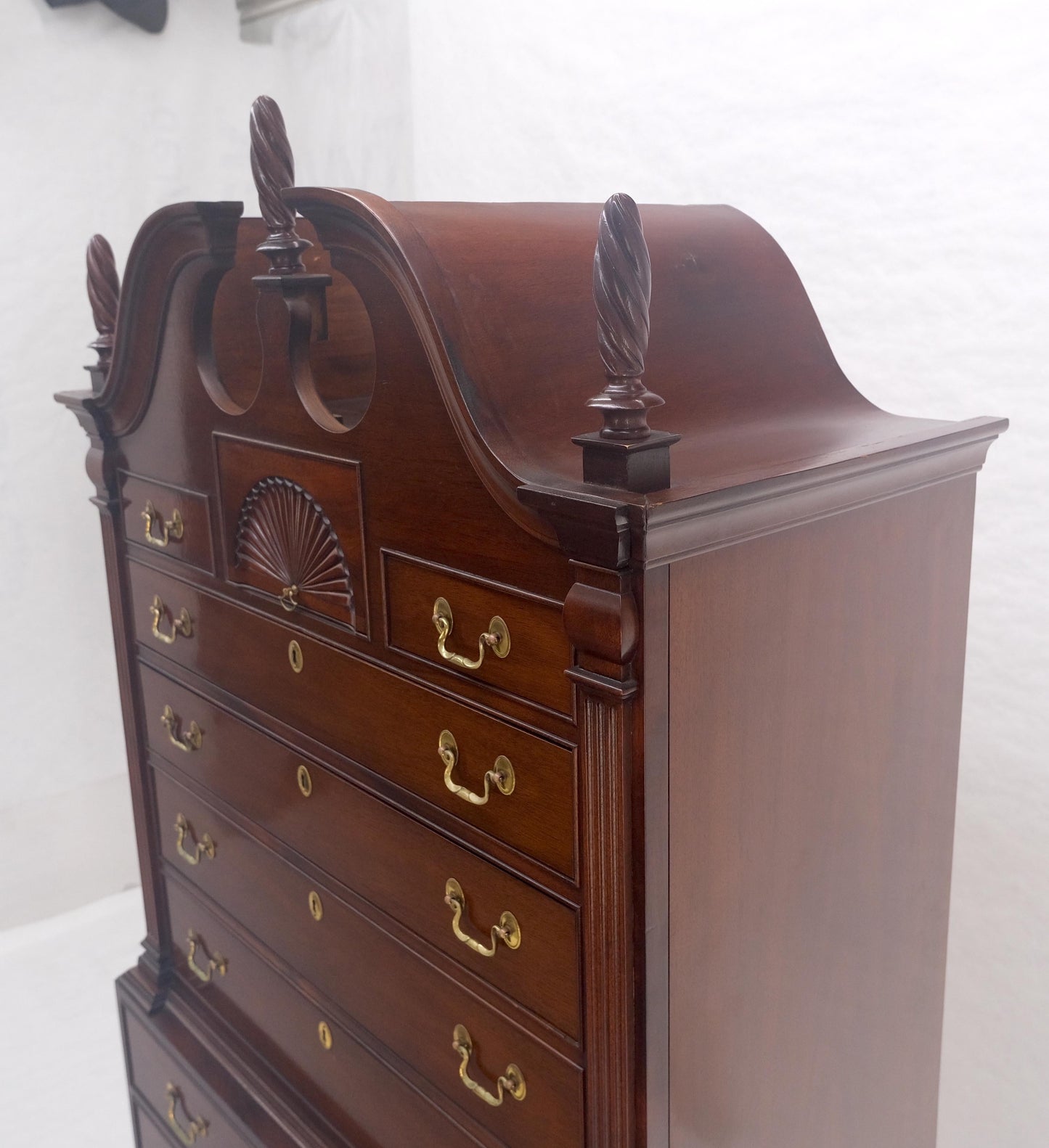 EstablishedLines Mahagony 83" Tall 11 Drawers Finials Highboy Chest Dresser Chippendale MINT