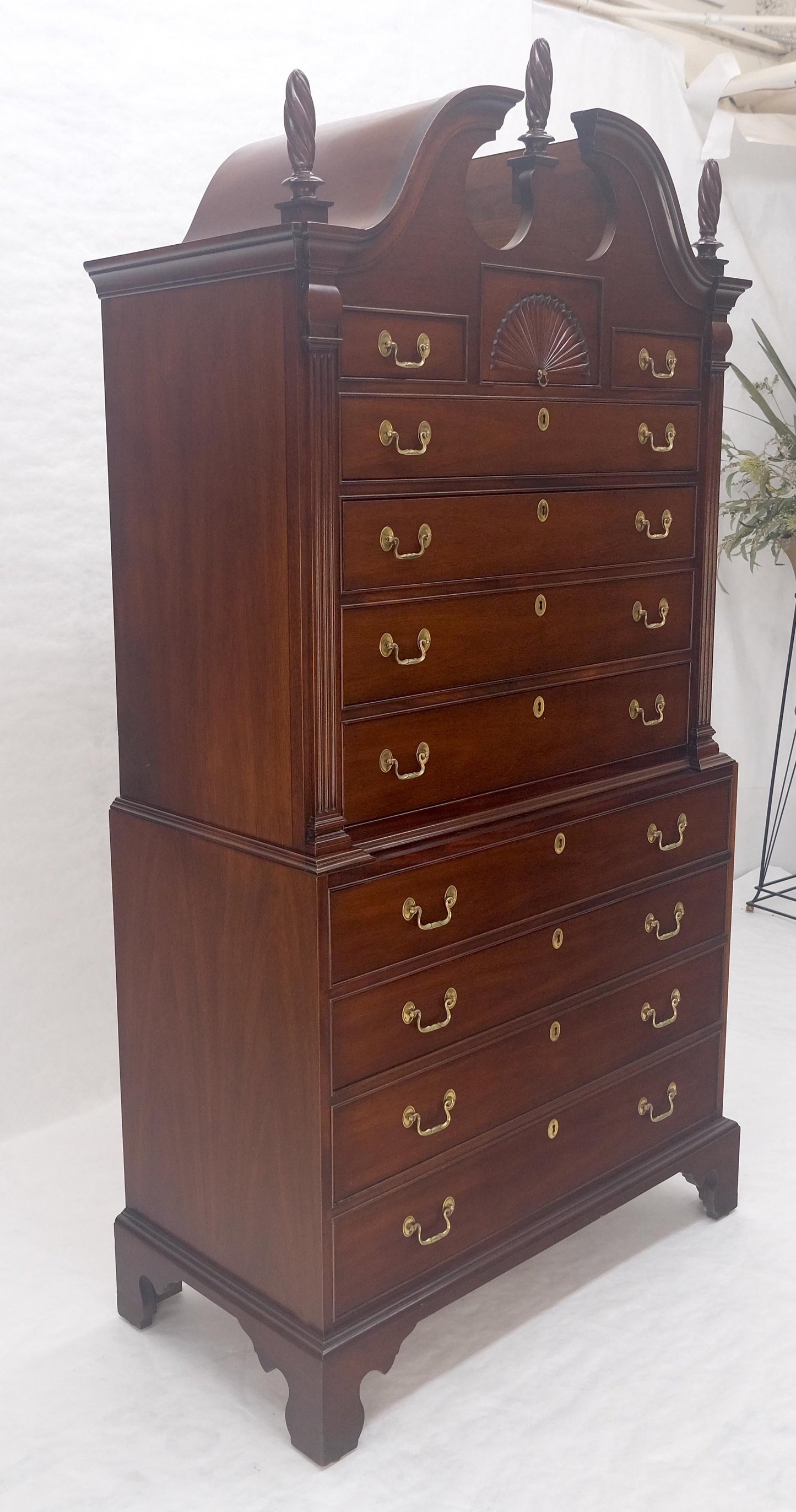 EstablishedLines Mahagony 83" Tall 11 Drawers Finials Highboy Chest Dresser Chippendale MINT
