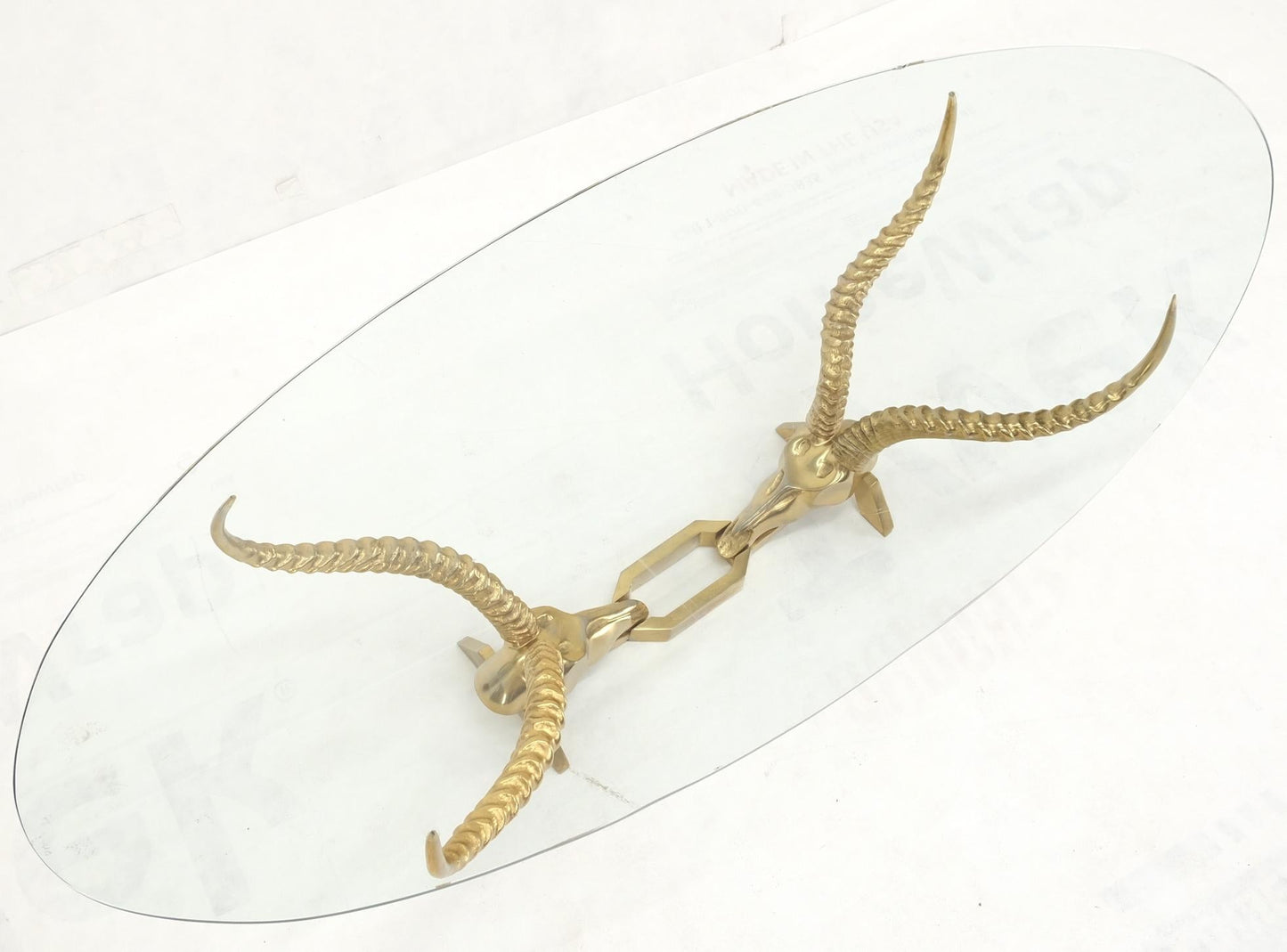 EstablishedLines Antelope Horn Oval Coffee Table Dikran Khoubesserian for Fondica France Patina