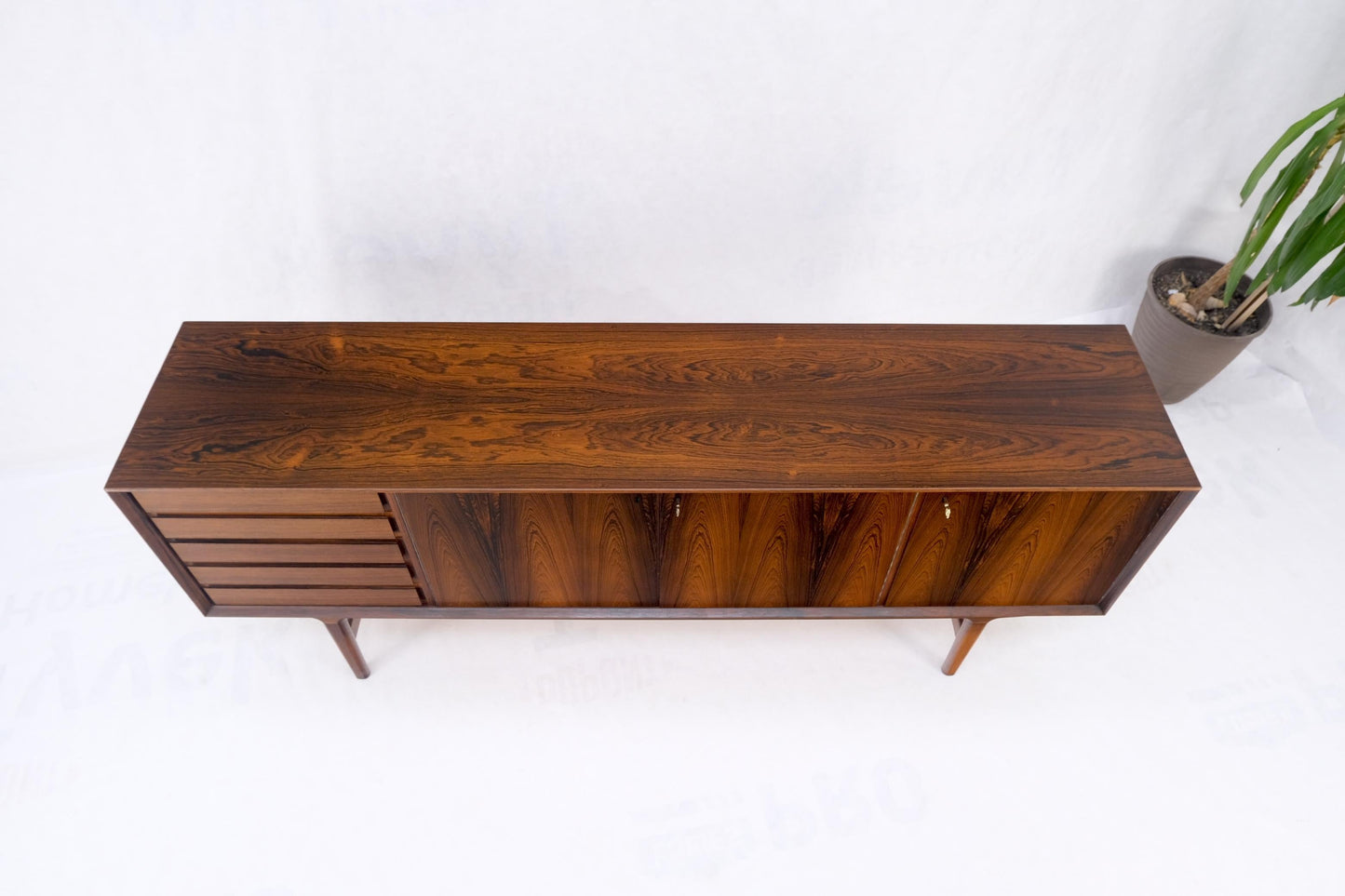 EstablishedLines Danish Mid-Century Modern Rosewood 3 Doors 5 Drawers Credenza Dresser Mint!