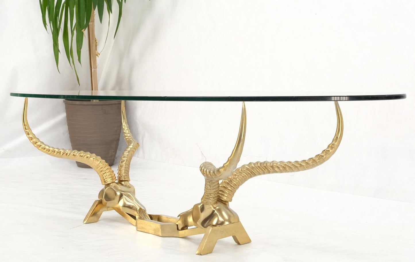 EstablishedLines Antelope Horn Oval Coffee Table Dikran Khoubesserian for Fondica France Patina