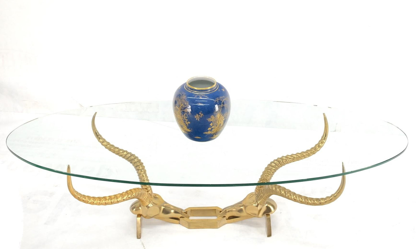 EstablishedLines Antelope Horn Oval Coffee Table Dikran Khoubesserian for Fondica France Patina