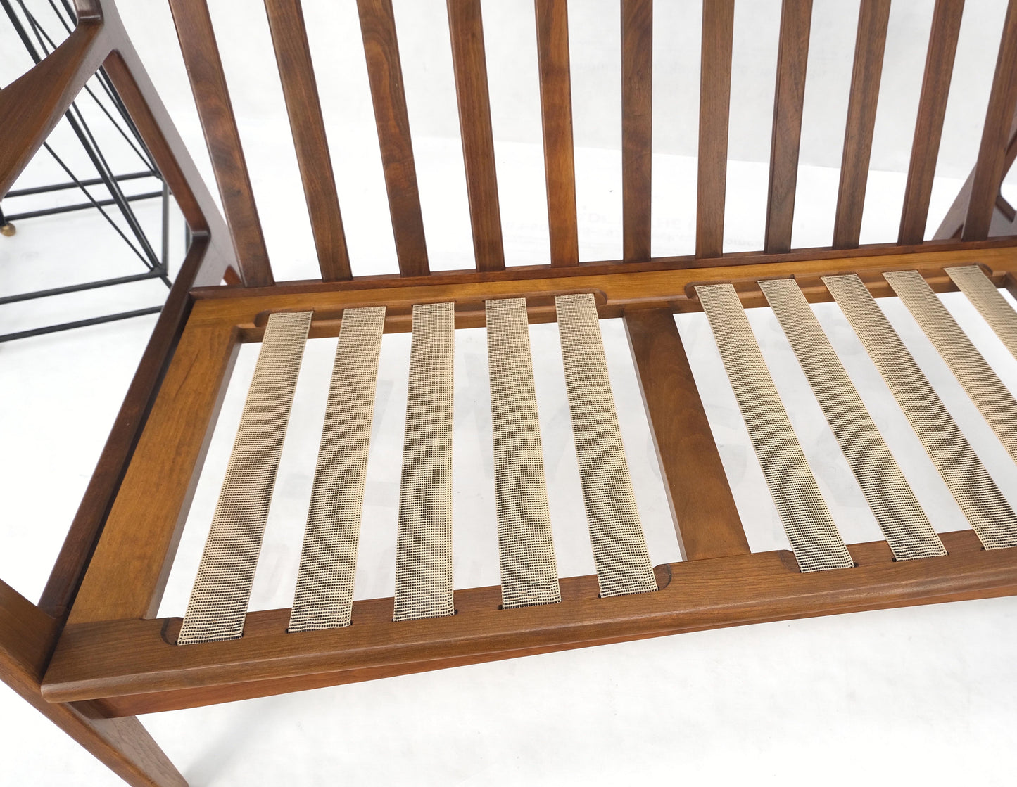 EstablishedLines Danish Mid-Century Modern New Upholstery Walnut Frames Sofa & Chair Set Mint!