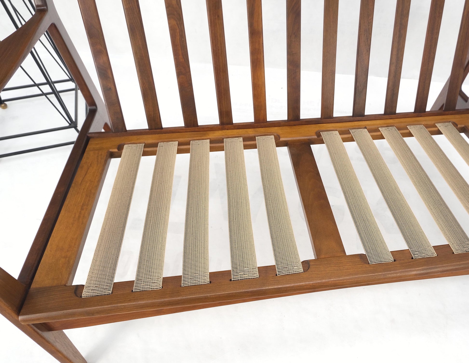 EstablishedLines Danish Mid-Century Modern New Upholstery Walnut Frames Sofa & Chair Set Mint!