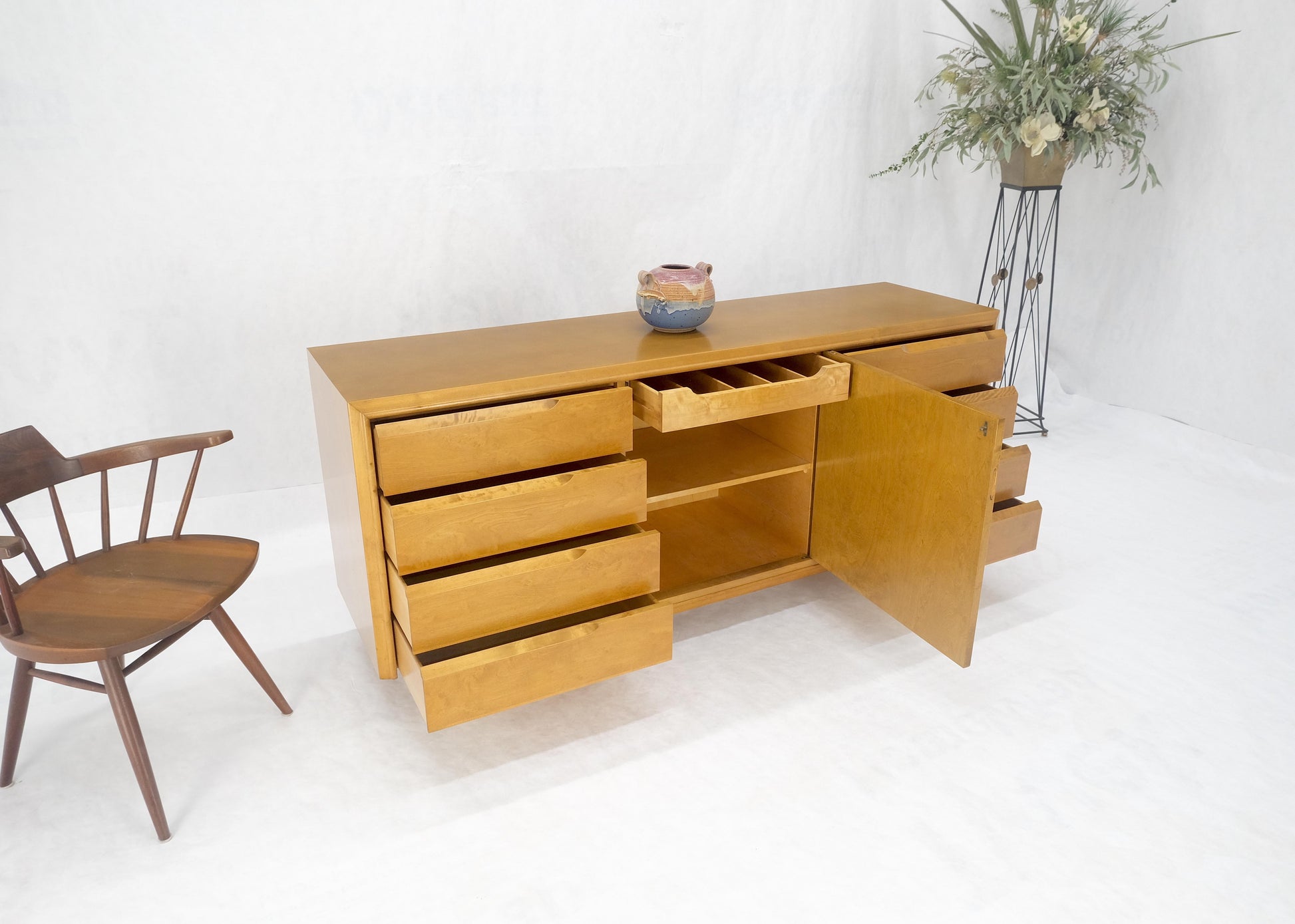 EstablishedLines Edmond Spence 9 Drawers Blond Birch Swedish Mid Century Modern Dresser Credenza