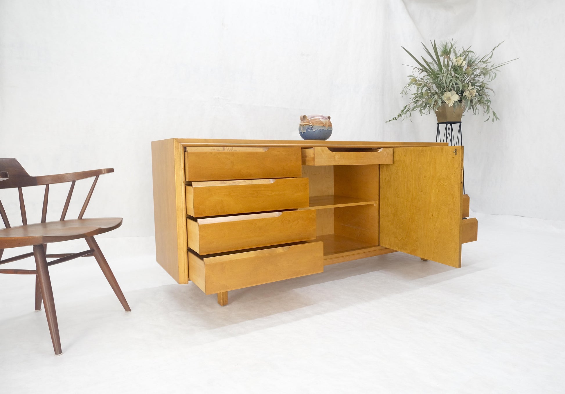 EstablishedLines Edmond Spence 9 Drawers Blond Birch Swedish Mid Century Modern Dresser Credenza