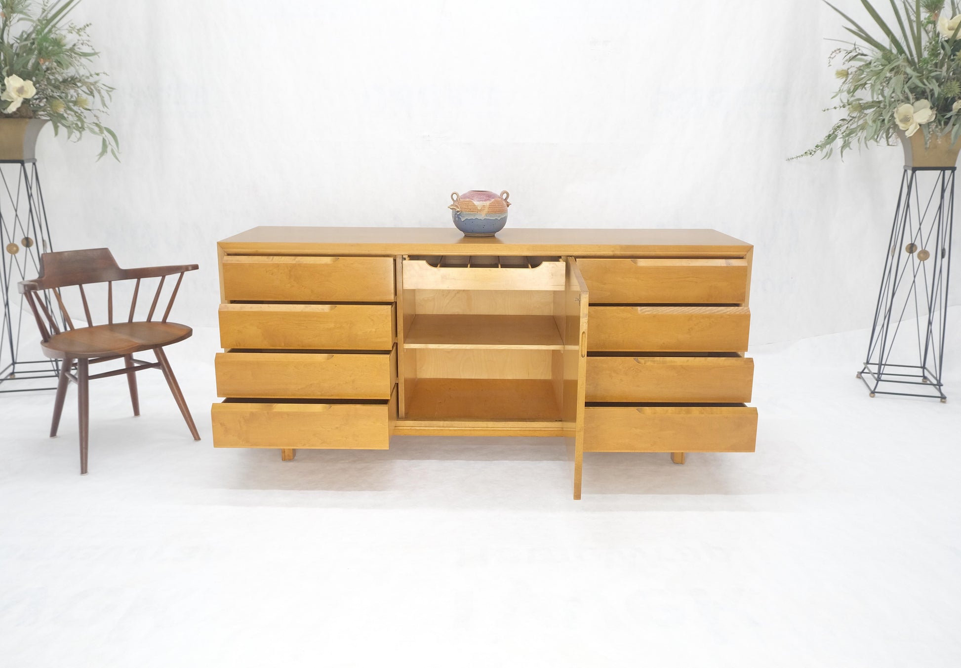 EstablishedLines Edmond Spence 9 Drawers Blond Birch Swedish Mid Century Modern Dresser Credenza