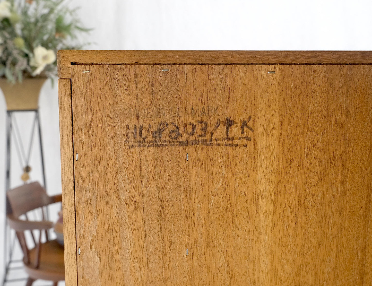 EstablishedLines Danish Teak Tambour Doors 9 Drawers Dresser High Boy Chest Credenza Cabinet MINT