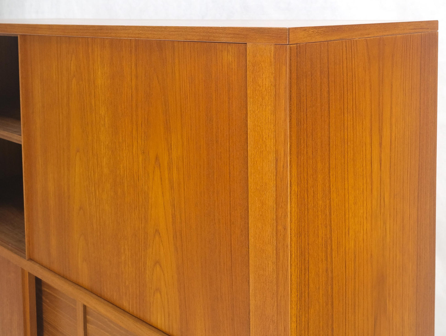 EstablishedLines Danish Teak Tambour Doors 9 Drawers Dresser High Boy Chest Credenza Cabinet MINT