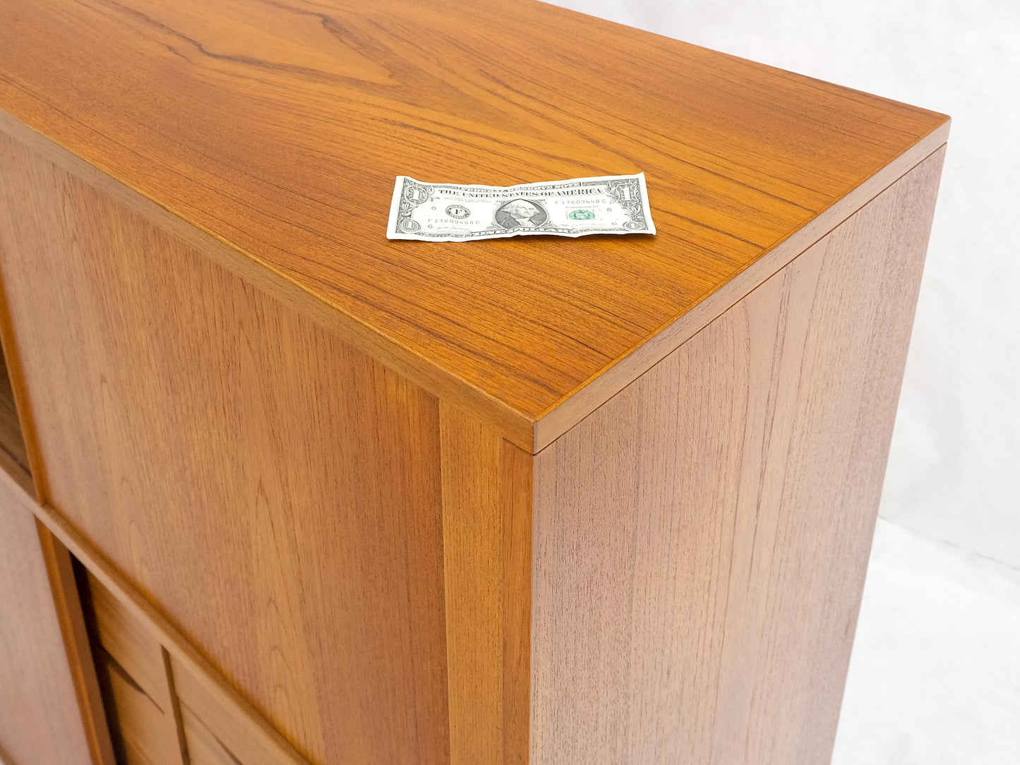 EstablishedLines Danish Teak Tambour Doors 9 Drawers Dresser High Boy Chest Credenza Cabinet MINT