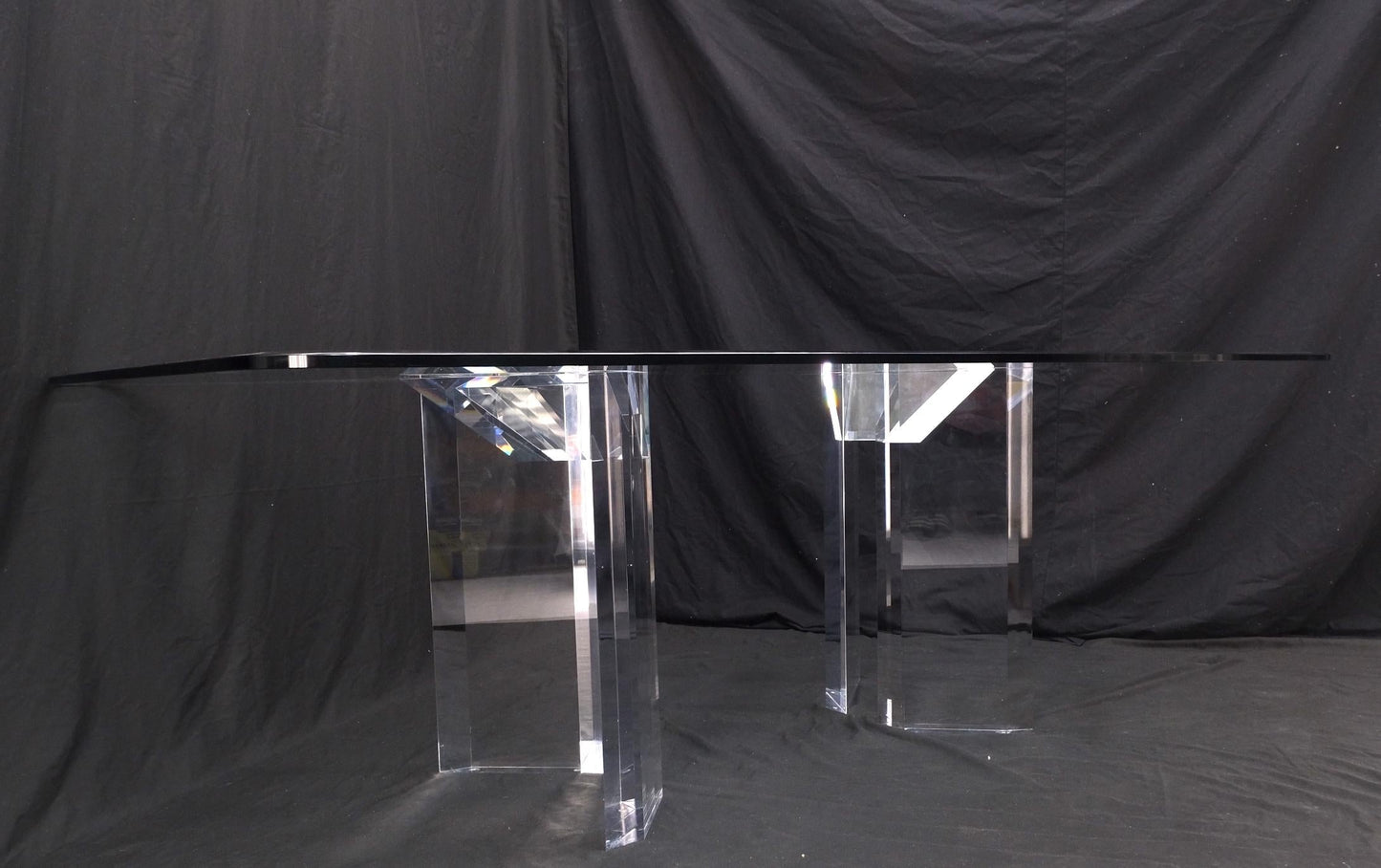 EstablishedLines Magnificent Lucite Pedestals Base Glass Top Dining Conference Table 7' Long