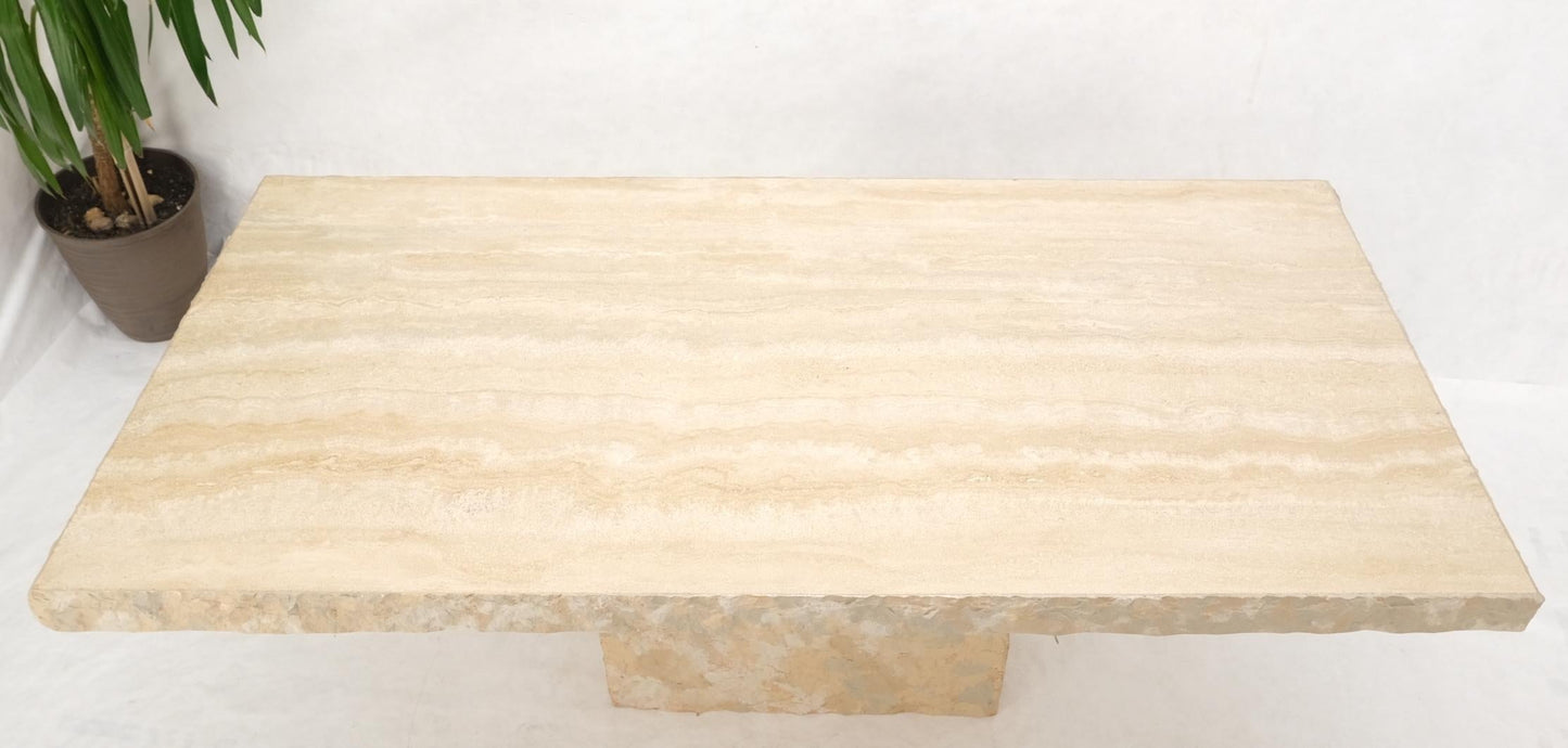 EstablishedLines Single Pedestal Rectangle Travertine "Live" Edge Dining Conference Table Italy