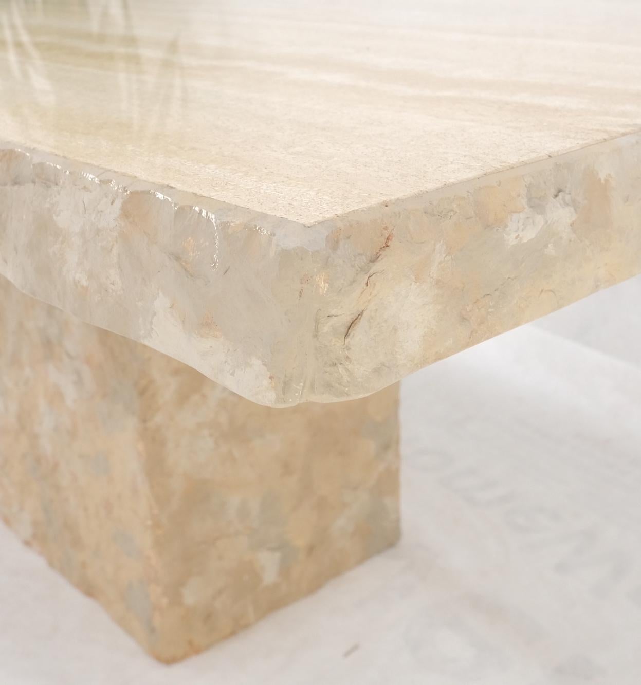 EstablishedLines Single Pedestal Rectangle Travertine "Live" Edge Dining Conference Table Italy