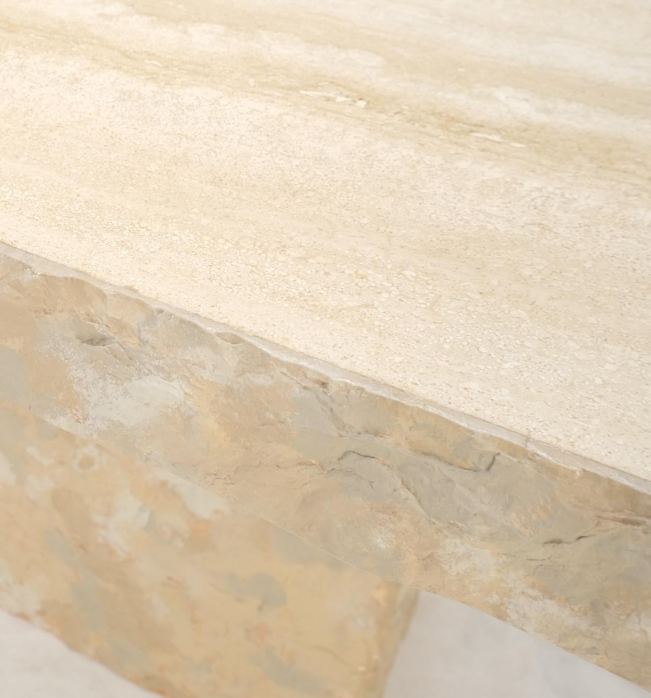 EstablishedLines Single Pedestal Rectangle Travertine "Live" Edge Dining Conference Table Italy