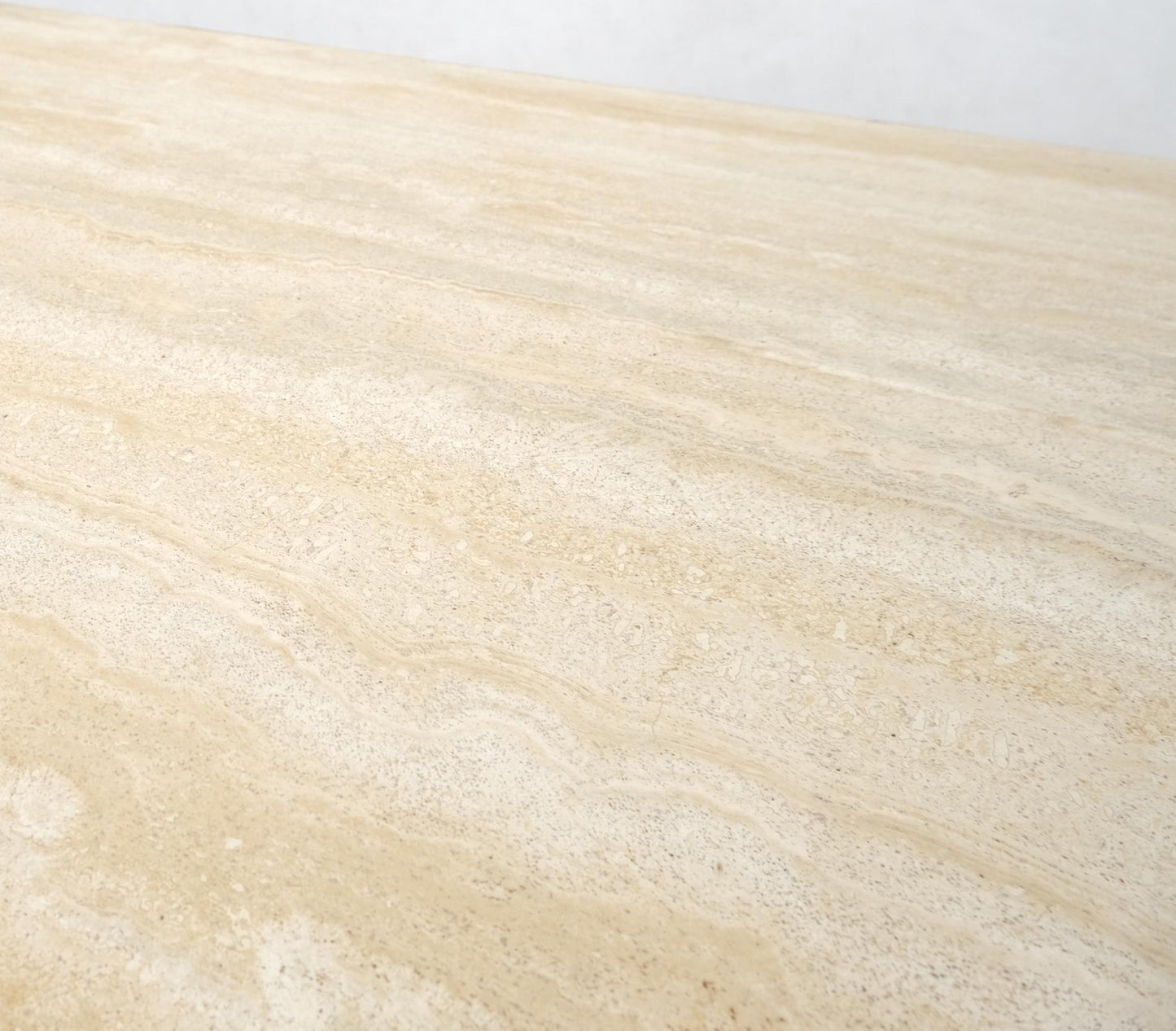 EstablishedLines Single Pedestal Rectangle Travertine "Live" Edge Dining Conference Table Italy