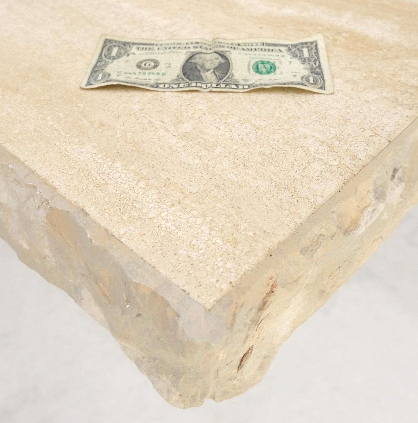 EstablishedLines Single Pedestal Rectangle Travertine "Live" Edge Dining Conference Table Italy