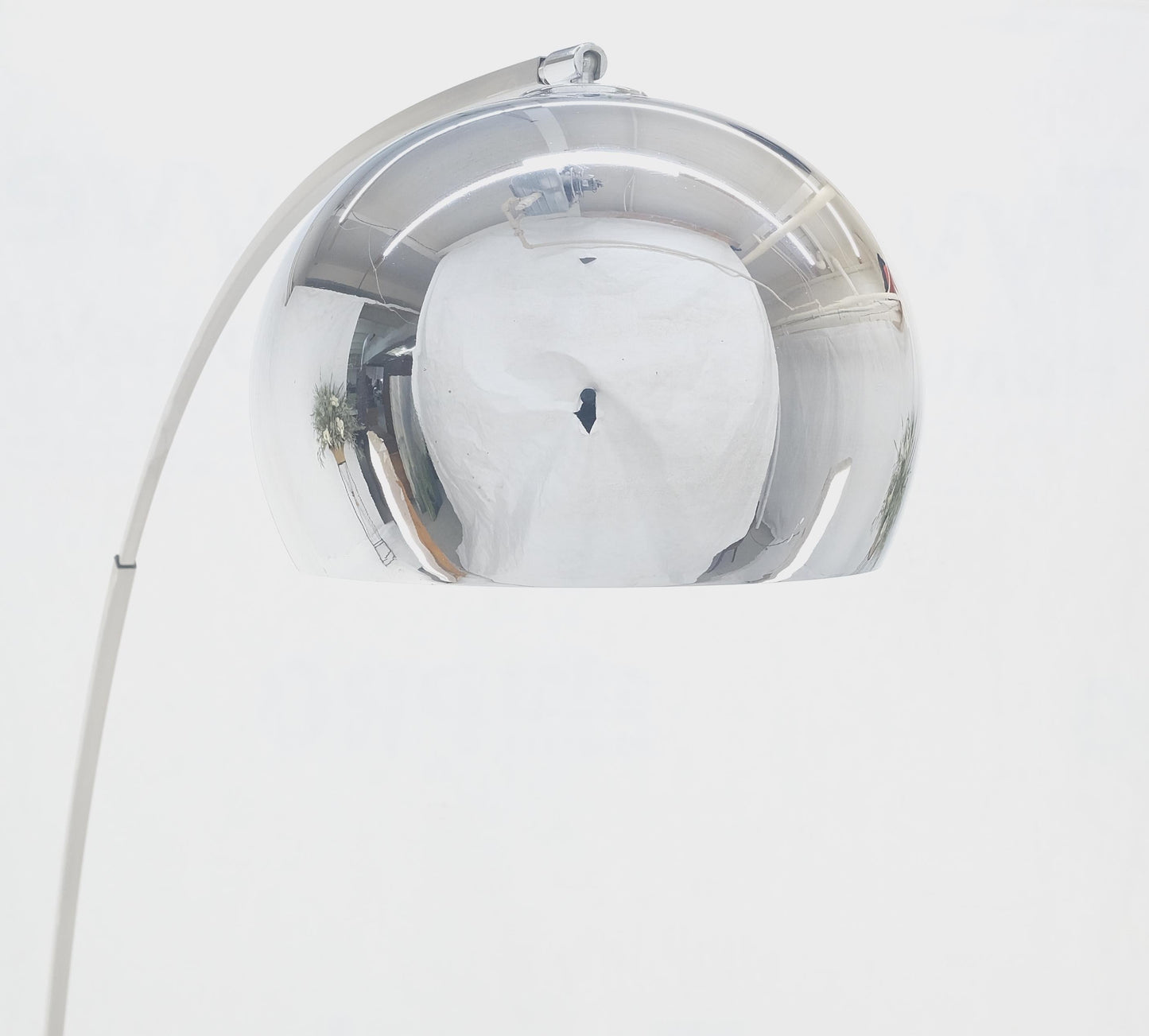 EstablishedLines Crome Globe Marble Base Italian Mid Century Modern Adjustable Arco Floor Lamp