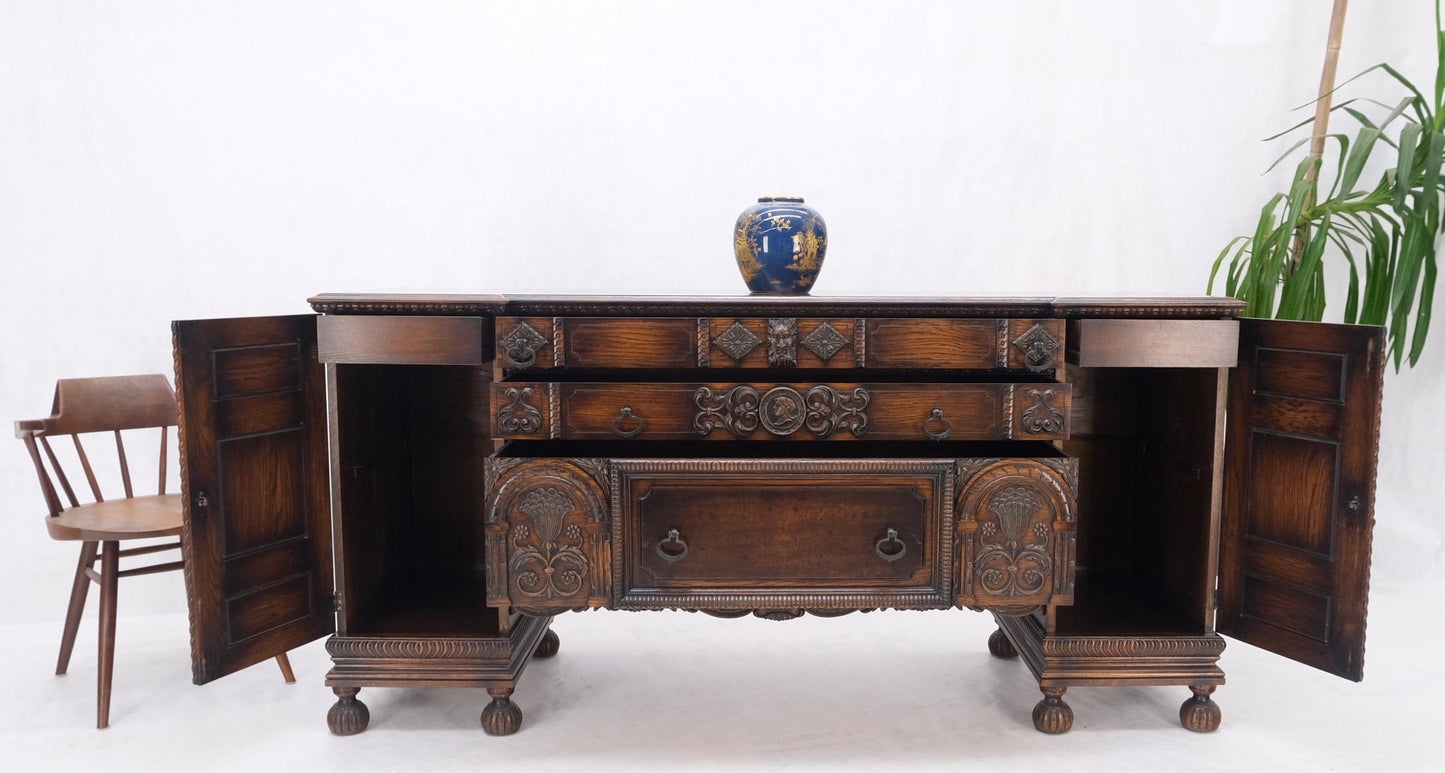 EstablishedLines Jacobean Fine Carved Oak Sideboard Credenza Buffet Cabinet Mint