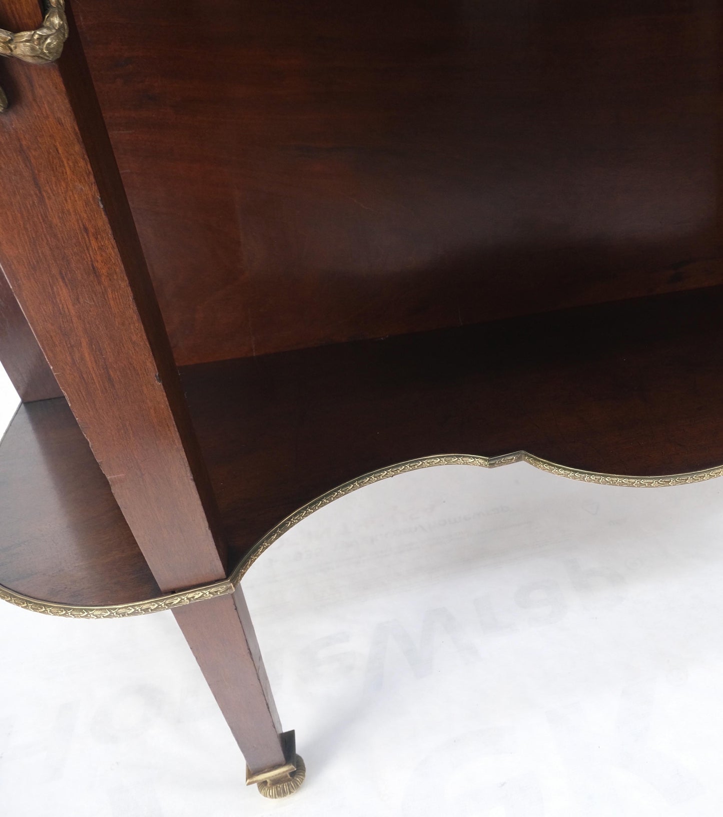 EstablishedLines Late 19th Century Gilt Bronze Mounted Ormolu Vitrine Cubboard Curved Glass