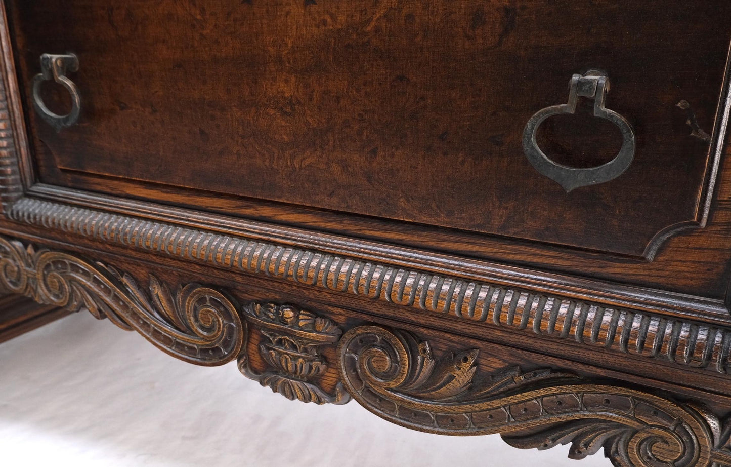 EstablishedLines Jacobean Fine Carved Oak Sideboard Credenza Buffet Cabinet Mint