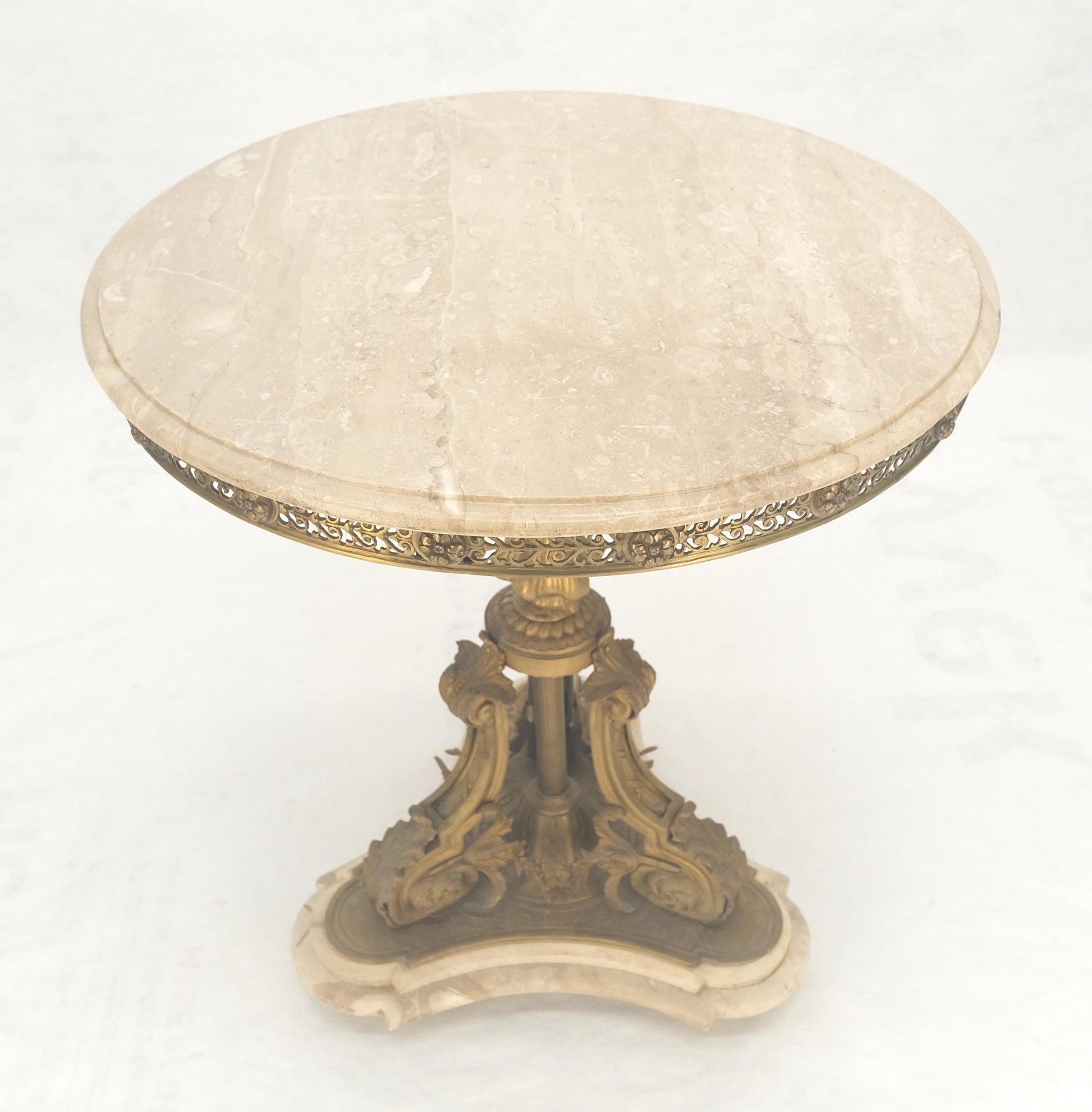 EstablishedLines Marble & Bronze Base Fine Gueridon Side End Lamp Stand Mint