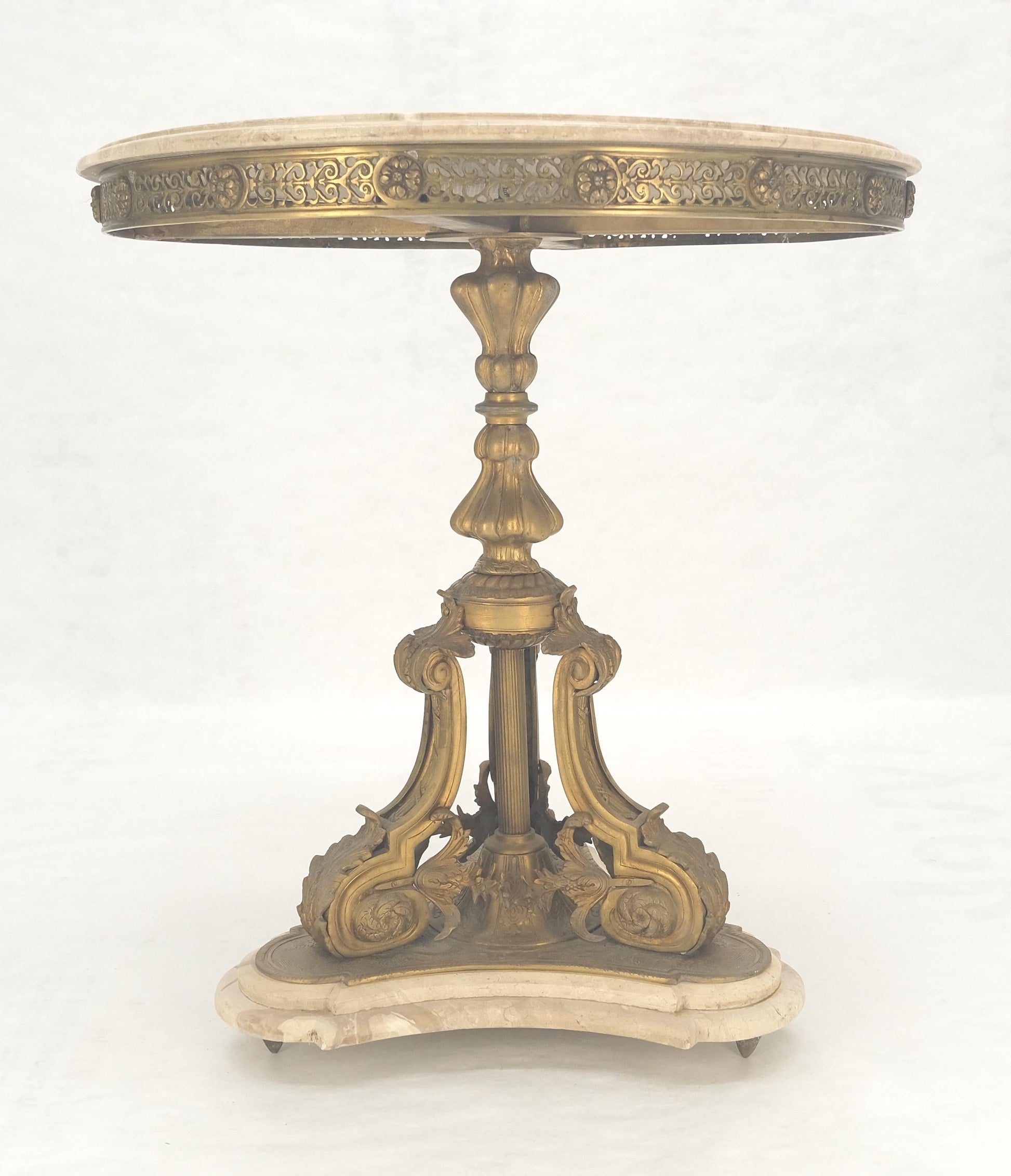 EstablishedLines Marble & Bronze Base Fine Gueridon Side End Lamp Stand Mint