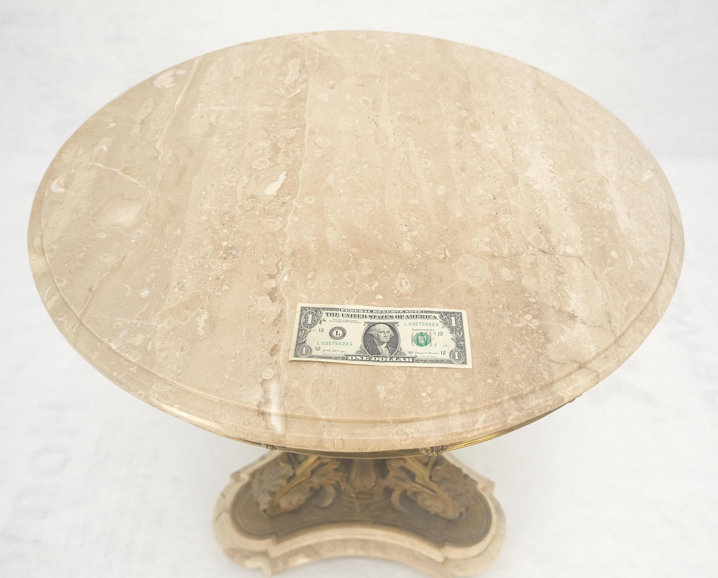 EstablishedLines Marble & Bronze Base Fine Gueridon Side End Lamp Stand Mint