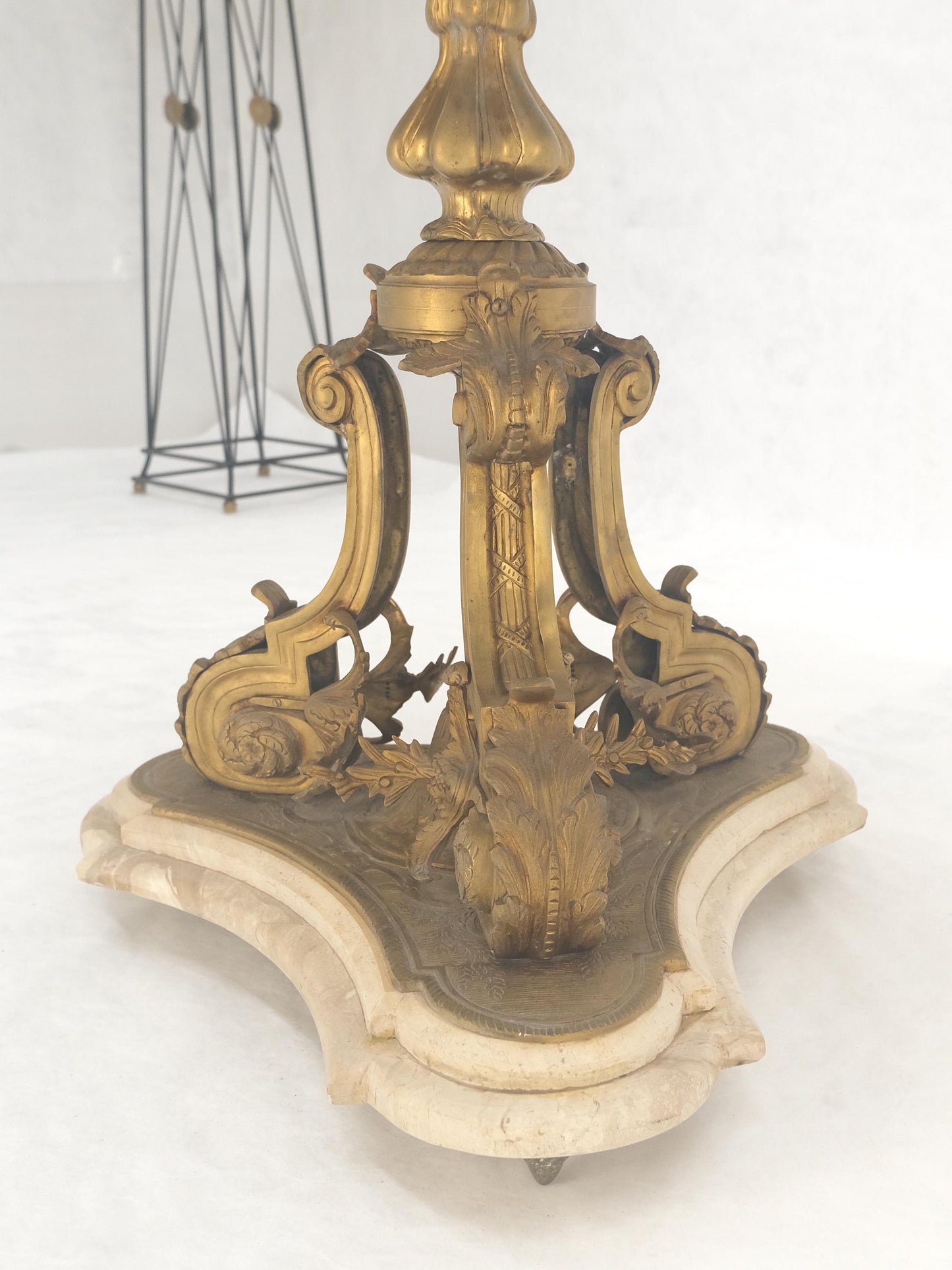 EstablishedLines Marble & Bronze Base Fine Gueridon Side End Lamp Stand Mint