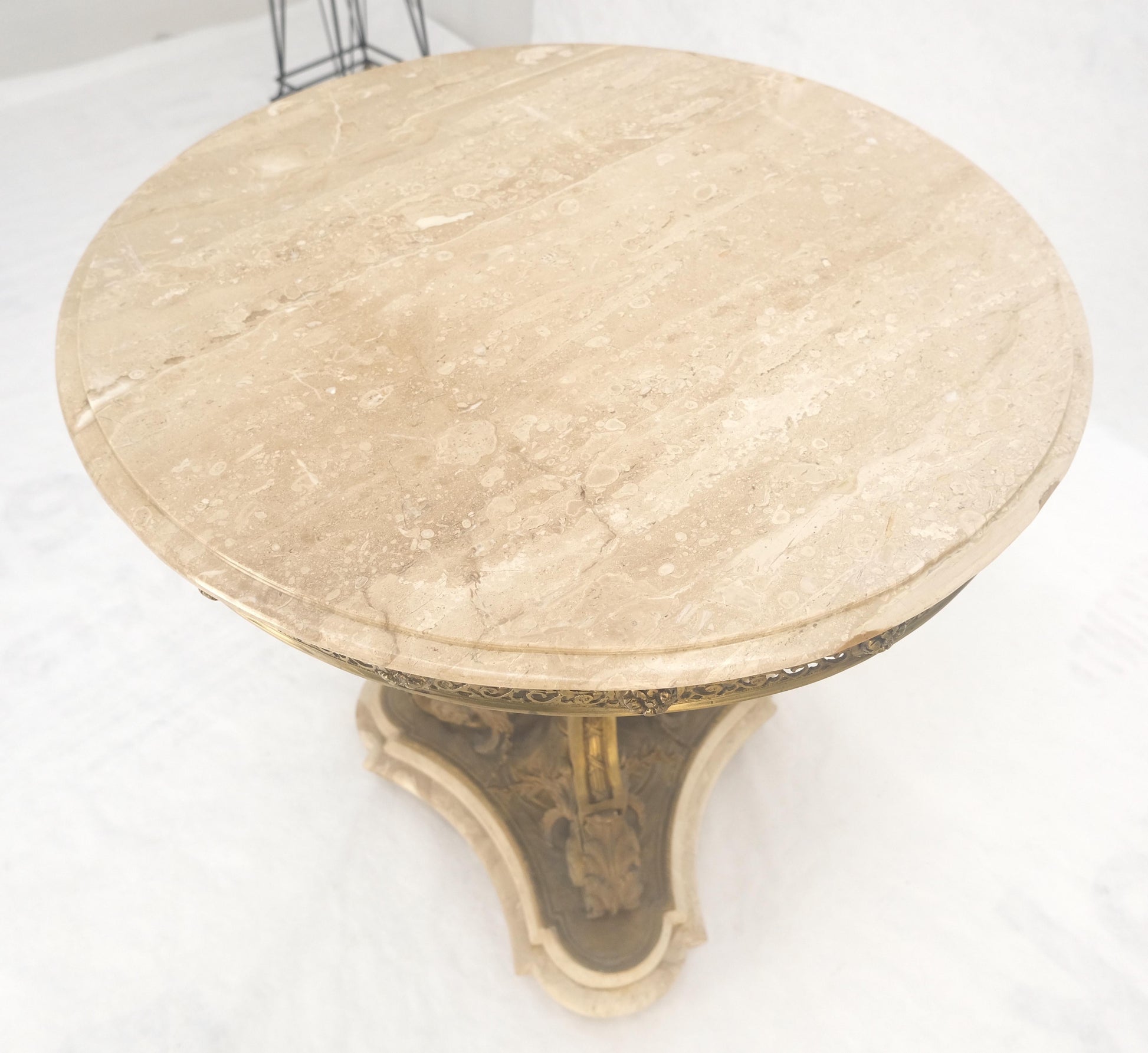 EstablishedLines Marble & Bronze Base Fine Gueridon Side End Lamp Stand Mint