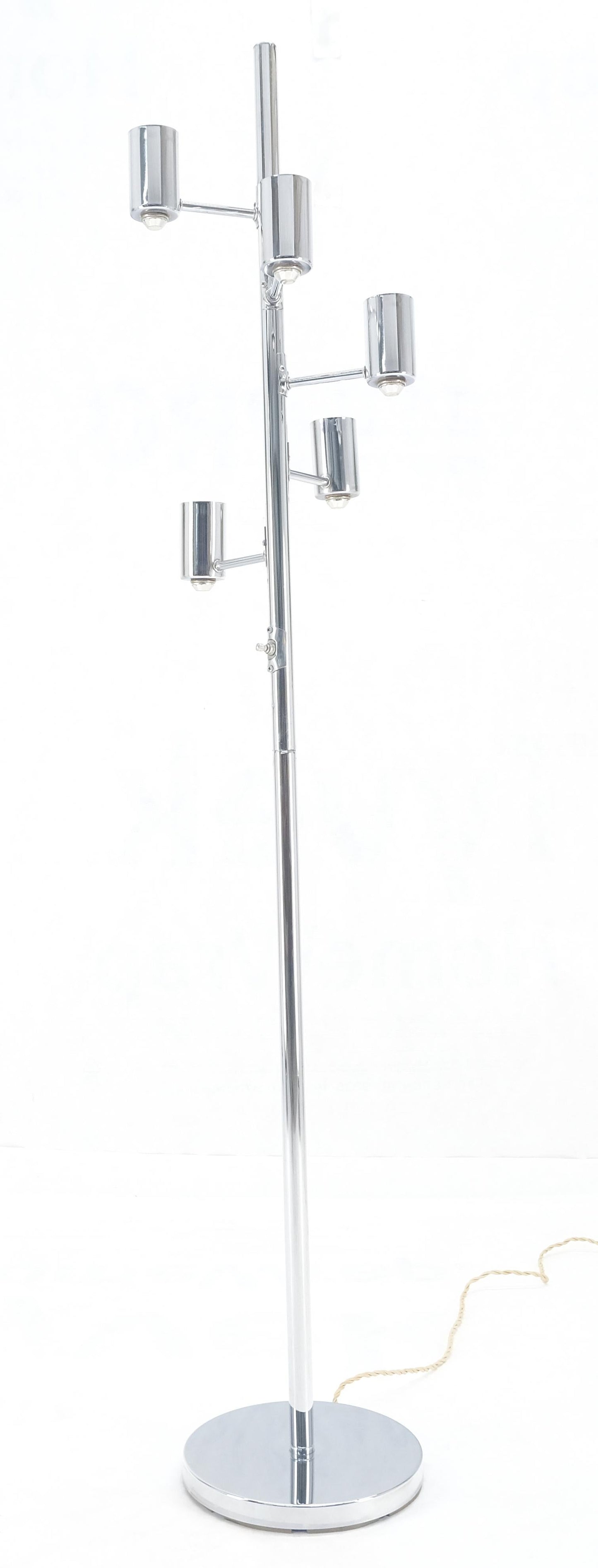 Mid Century Modern Chrome Spiral Arranged Five Globes Floor lamp Light Fixture