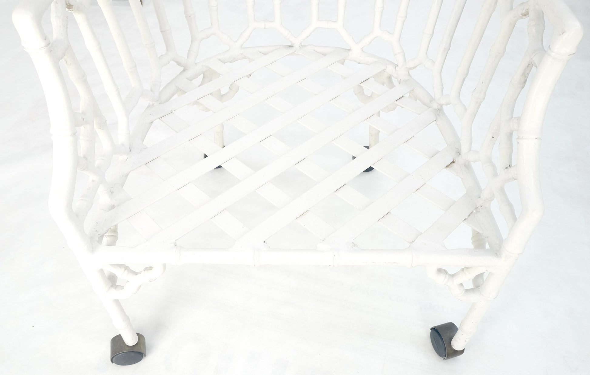 EstablishedLines Cast Aluminum Faux Bamboo 4 Arm Chairs 60" 3/4" Glass Top Dining Table Set MINT!