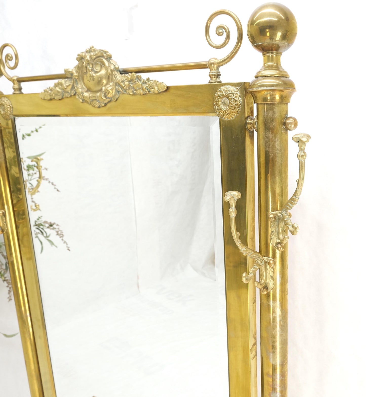 EstablishedLines Solid Brass Entryway Hall Tree Mirror Coat Rack Console Table Claw Feet
