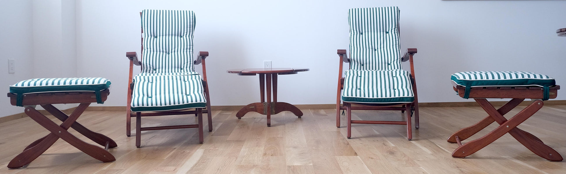 EstablishedLines Tricomfort Made in France SOLID Rosewood Lounge Chairs Ottomans Coffee Table