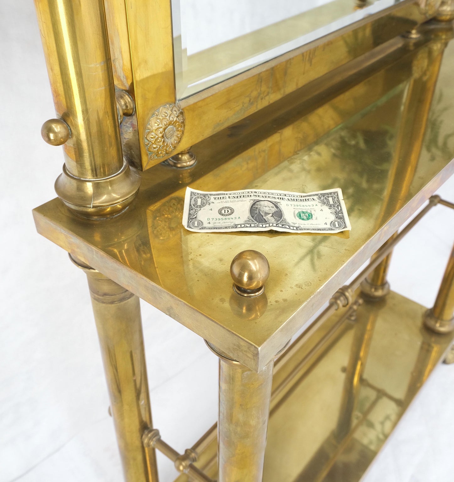 EstablishedLines Solid Brass Entryway Hall Tree Mirror Coat Rack Console Table Claw Feet