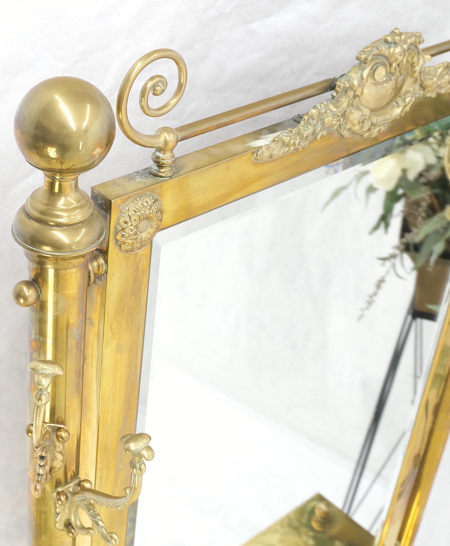 EstablishedLines Solid Brass Entryway Hall Tree Mirror Coat Rack Console Table Claw Feet