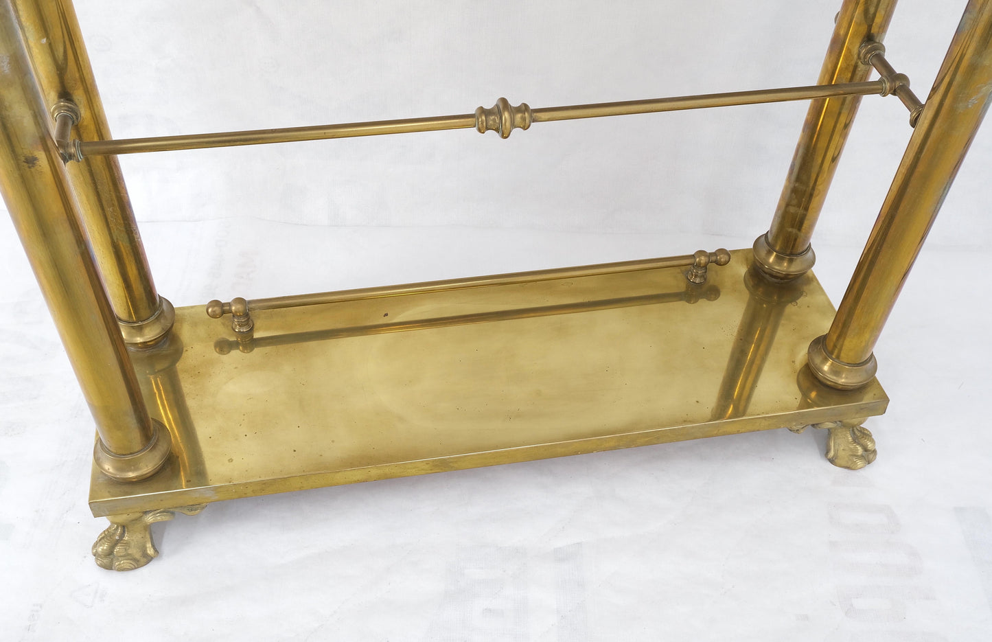 EstablishedLines Solid Brass Entryway Hall Tree Mirror Coat Rack Console Table Claw Feet
