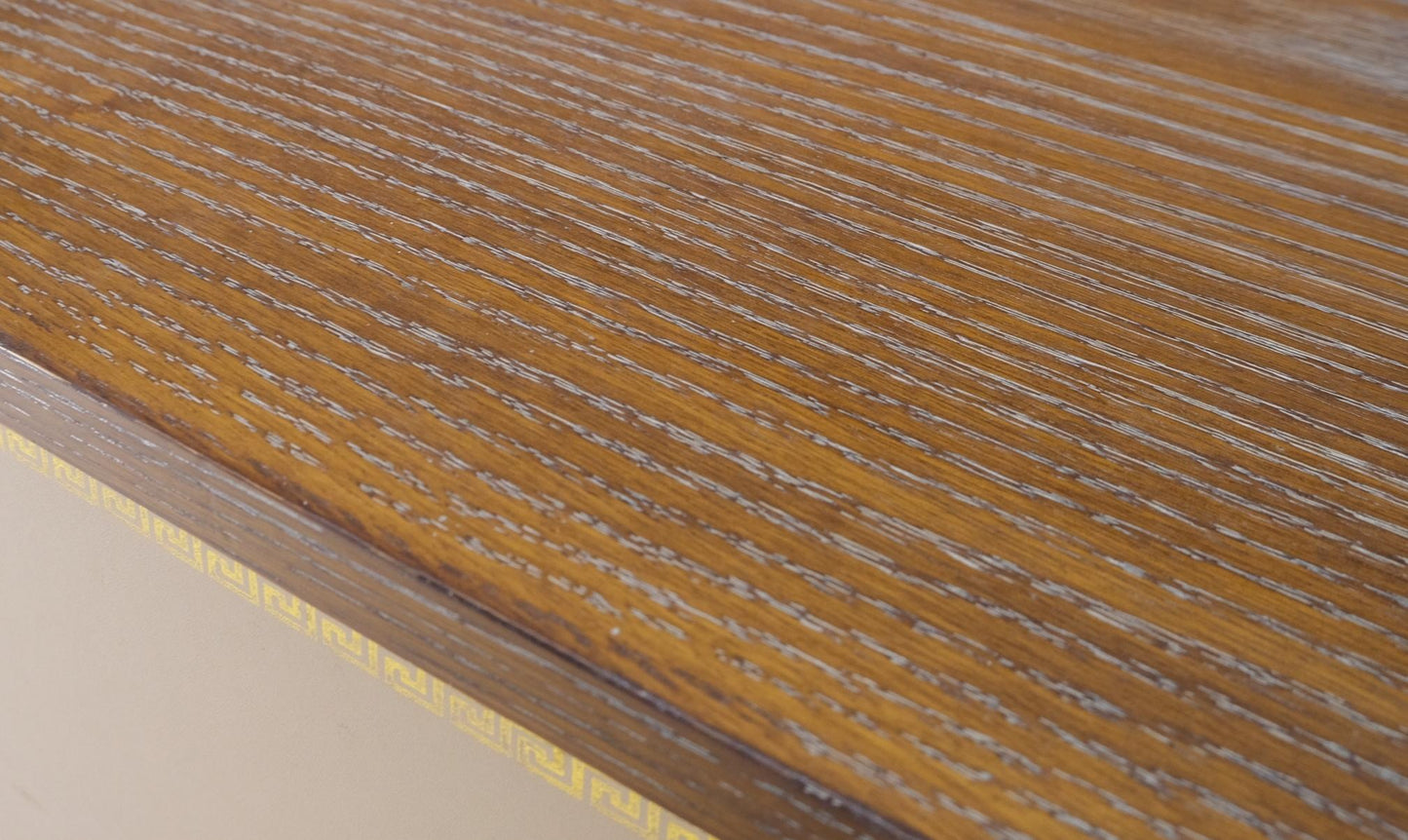 EstablishedLines Cerused Medium Brown Embossed Leather Fronts 4 Drawers Dresser Bachelor Chest
