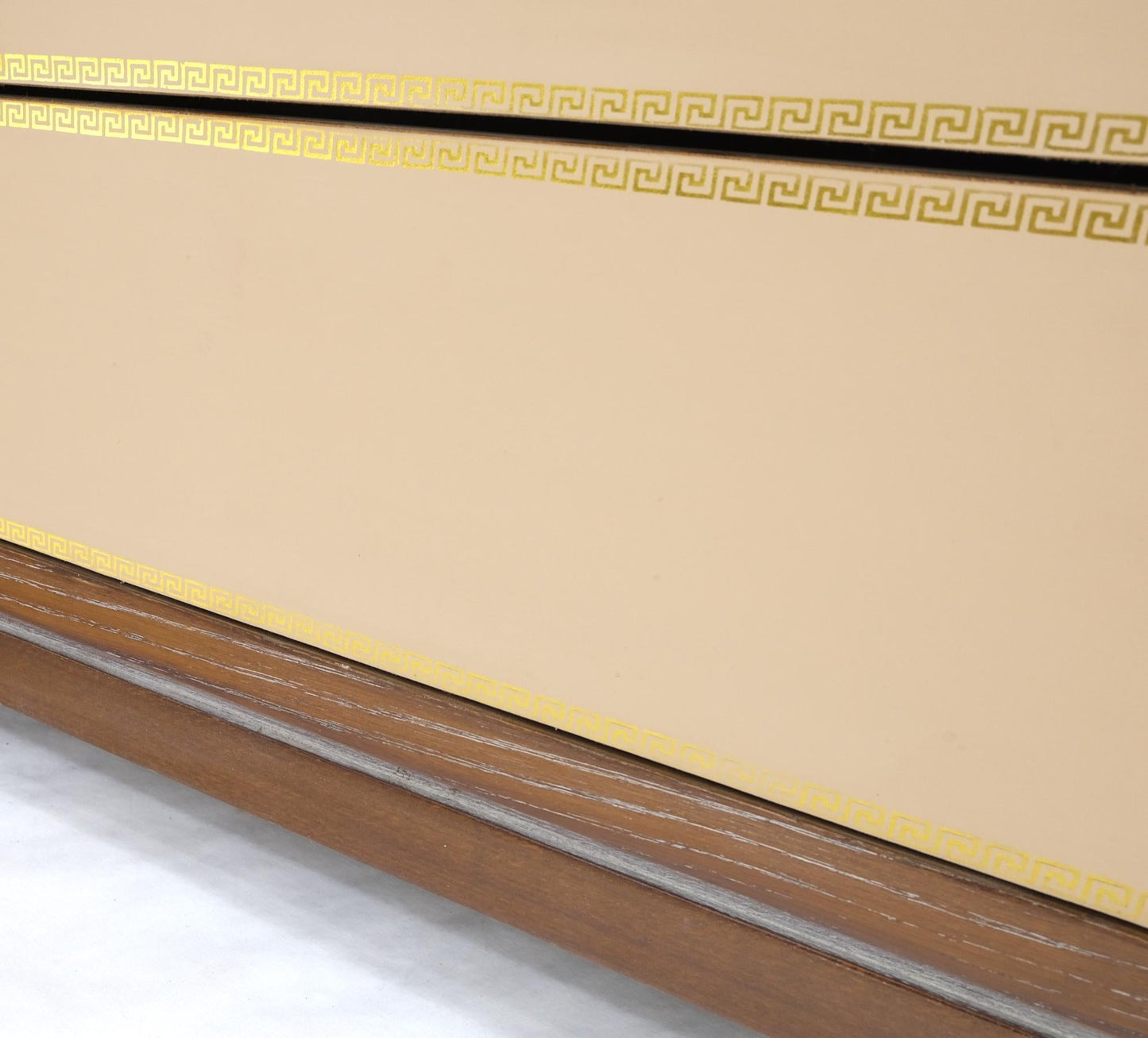 EstablishedLines Cerused Medium Brown Embossed Leather Fronts 4 Drawers Dresser Bachelor Chest