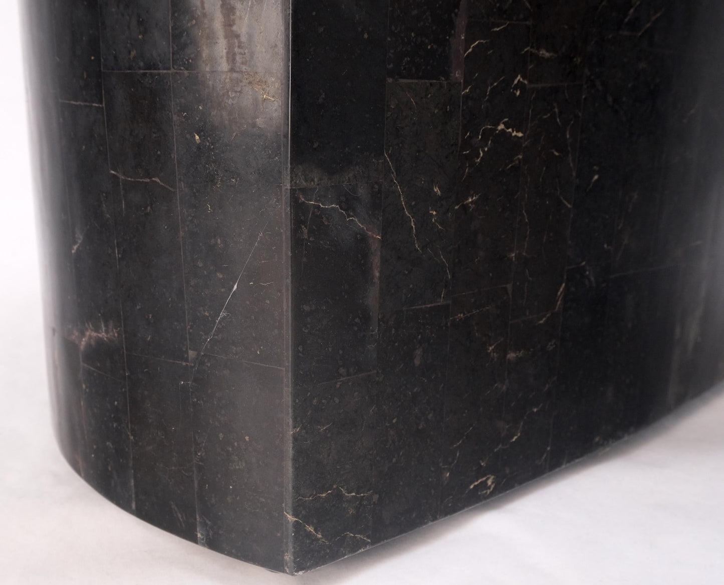 EstablishedLines Swivel Adjustable Round Top Black Tessellated Marble Coffee Table MINT!