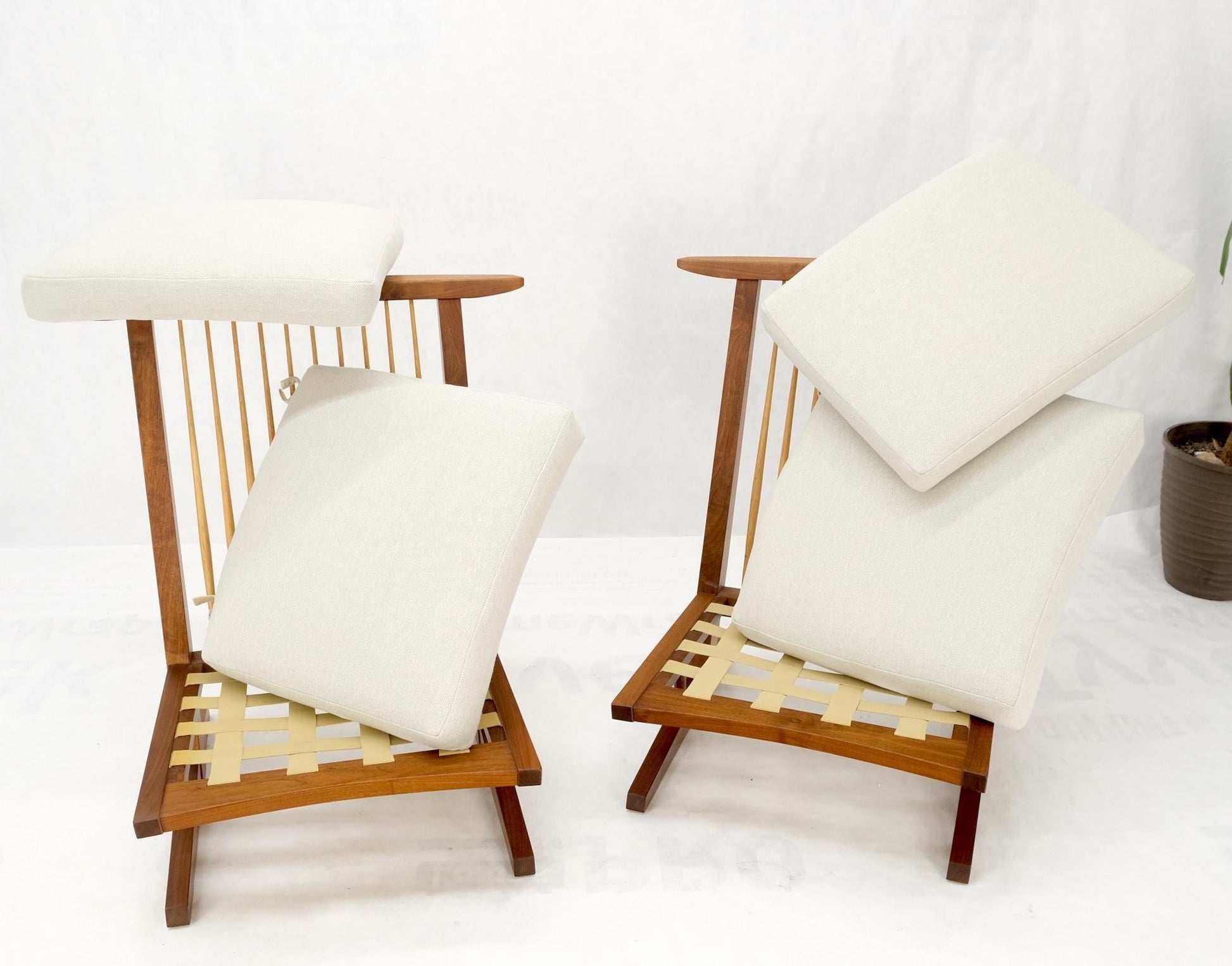 EstablishedLines Pair Mira Nakashima Conoid Lounge Chairs After George Nakashima, 2000