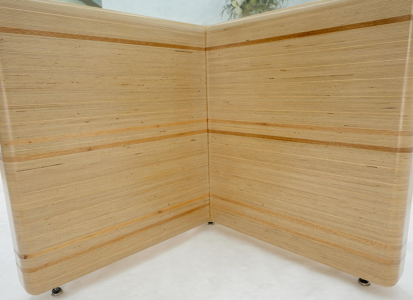 EstablishedLines Heavy Layered & Milled Plywood Mid Century V Shape Base 3/4" Glass Top Rectangle