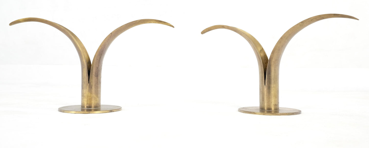 EstablishedLines Pair of Swedish Solid Brass Candle Sticks Made in Sweden