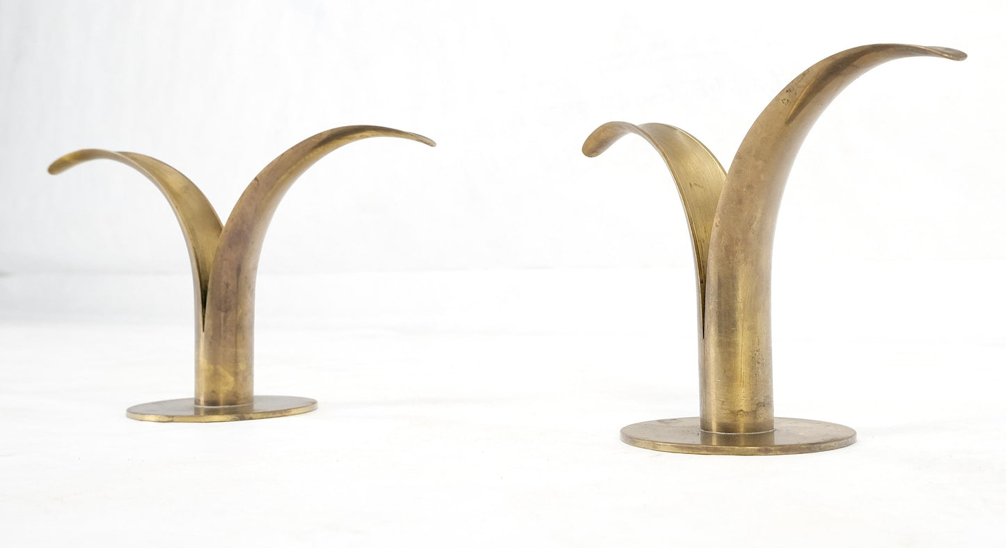 EstablishedLines Pair of Swedish Solid Brass Candle Sticks Made in Sweden