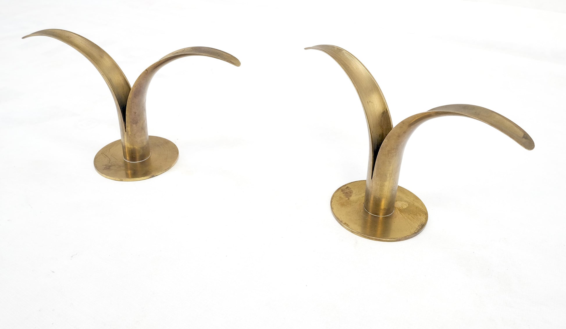 EstablishedLines Pair of Swedish Solid Brass Candle Sticks Made in Sweden