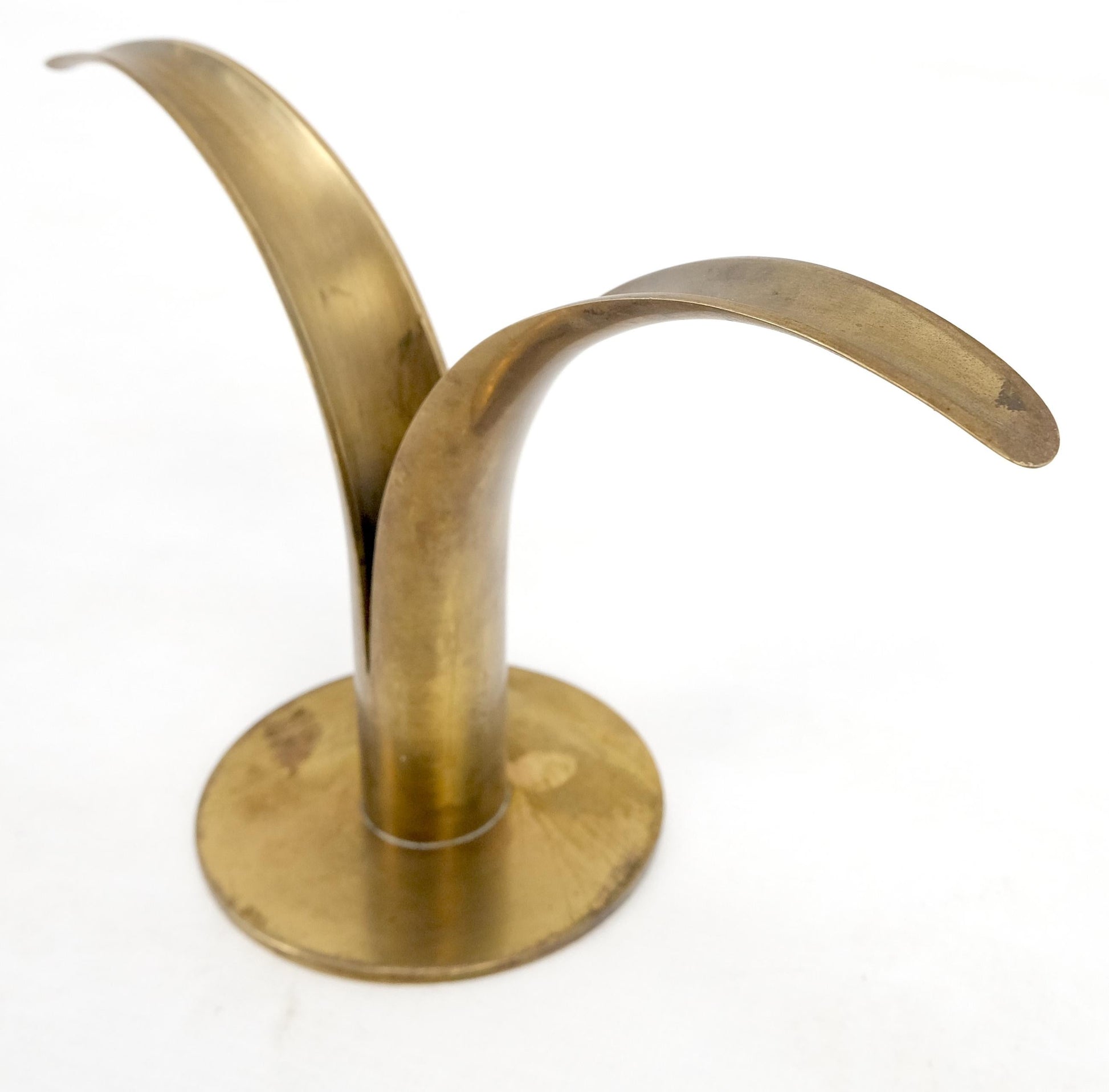 EstablishedLines Pair of Swedish Solid Brass Candle Sticks Made in Sweden